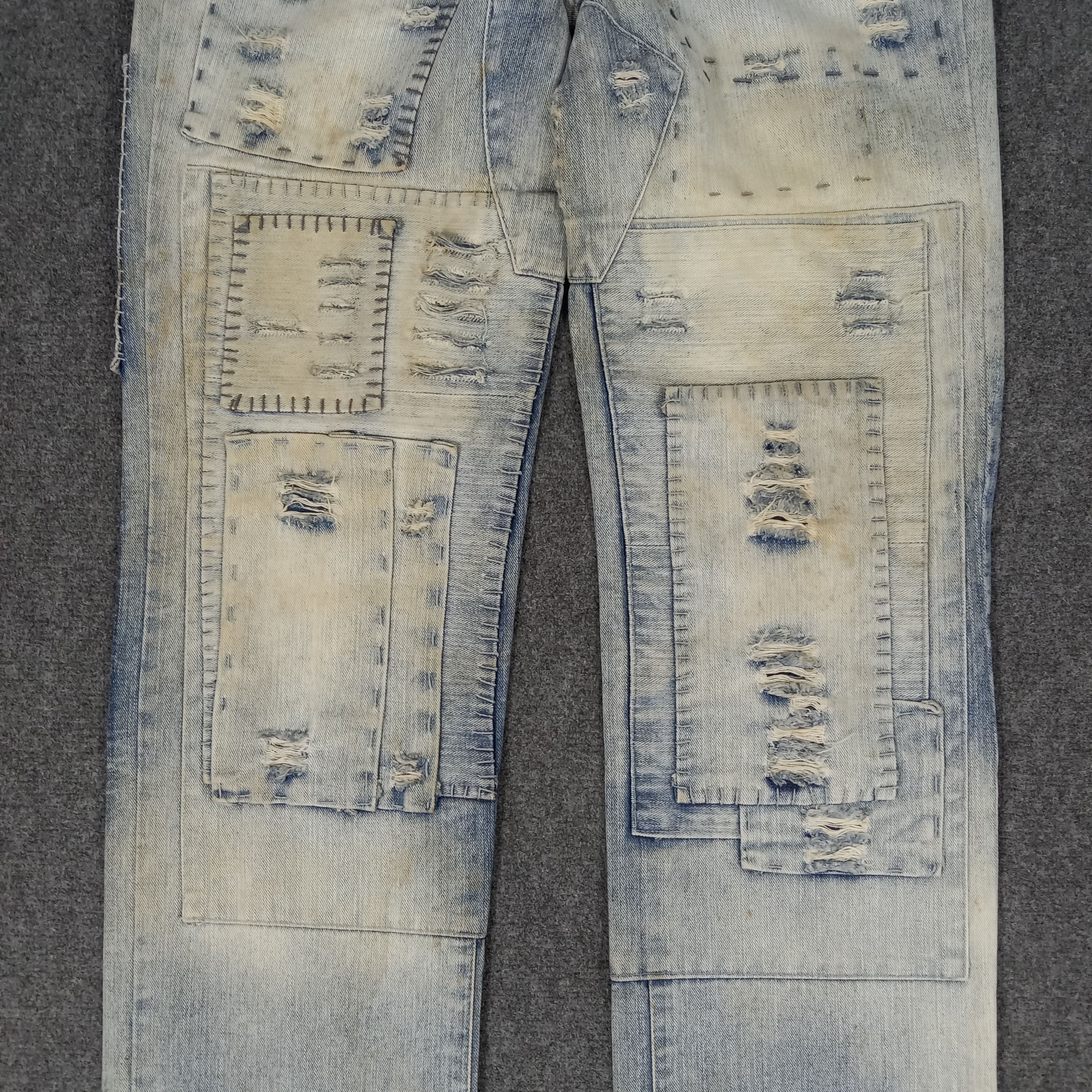 Vintage Satisfy Private Brand Distressed Patches Denim Jean Size US 30 / EU 46 - 2 Thumbnail