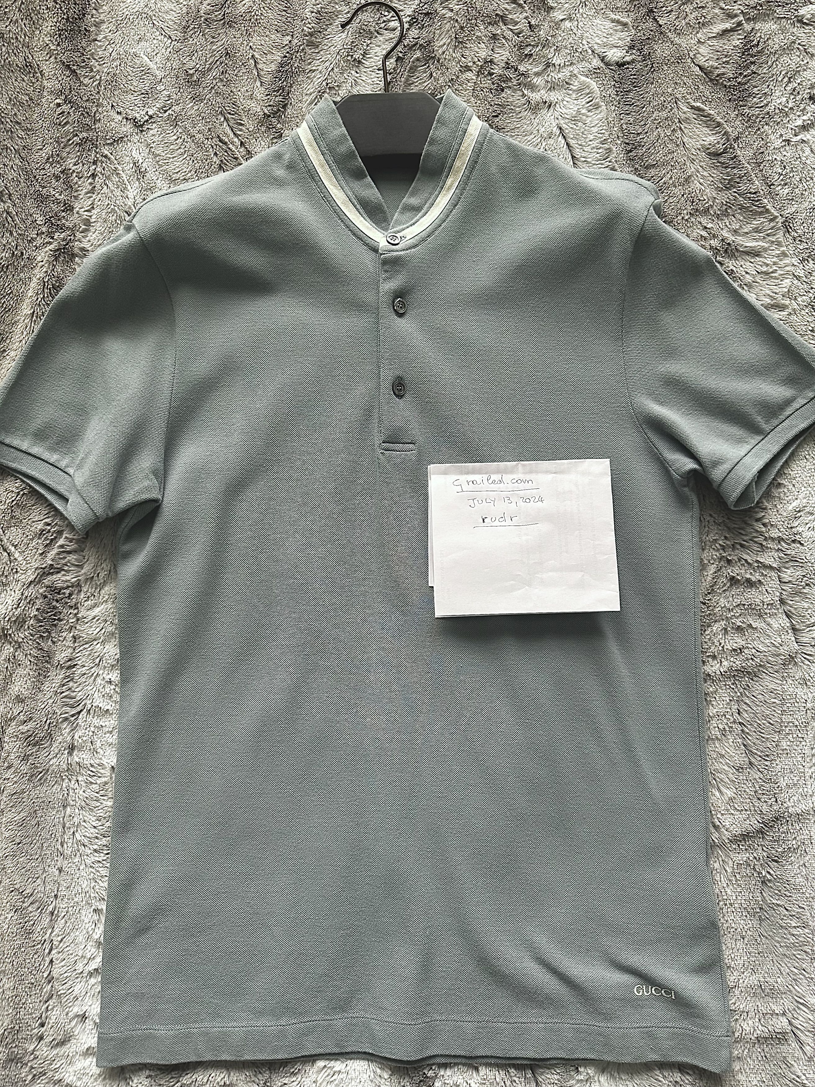 Gucci Gucci Powder Blue Ribbed Stand Collar Polo Shirt Size US S / EU 44-46 / 1 - 13 Thumbnail
