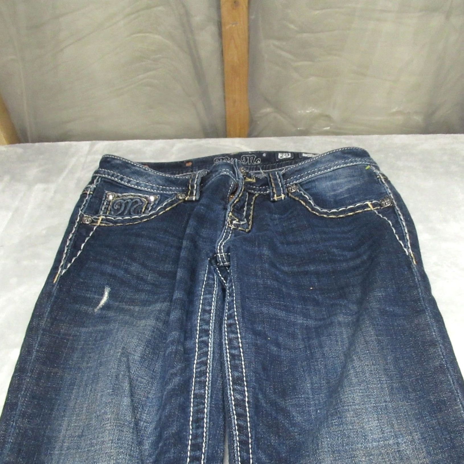 Miss Me Miss Me Jeans Women 29 Dark Wash Signature Skinny Distressed Denim Casual 30x30 Size 29" - 2 Thumbnail