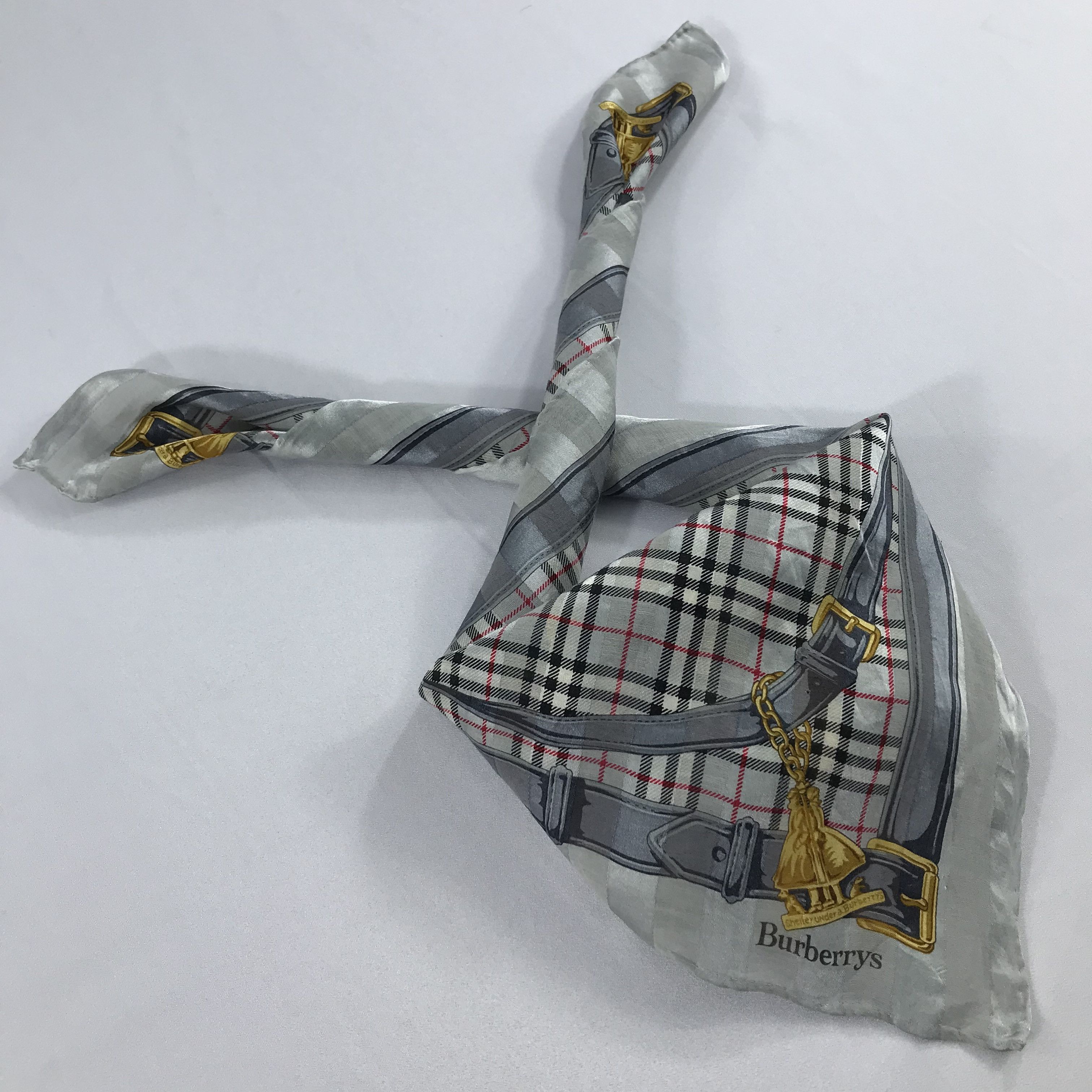 Burberry × Vintage Burberry Bandana / Handkerchief / Neckerchief - S2376 Size ONE SIZE - 4 Thumbnail