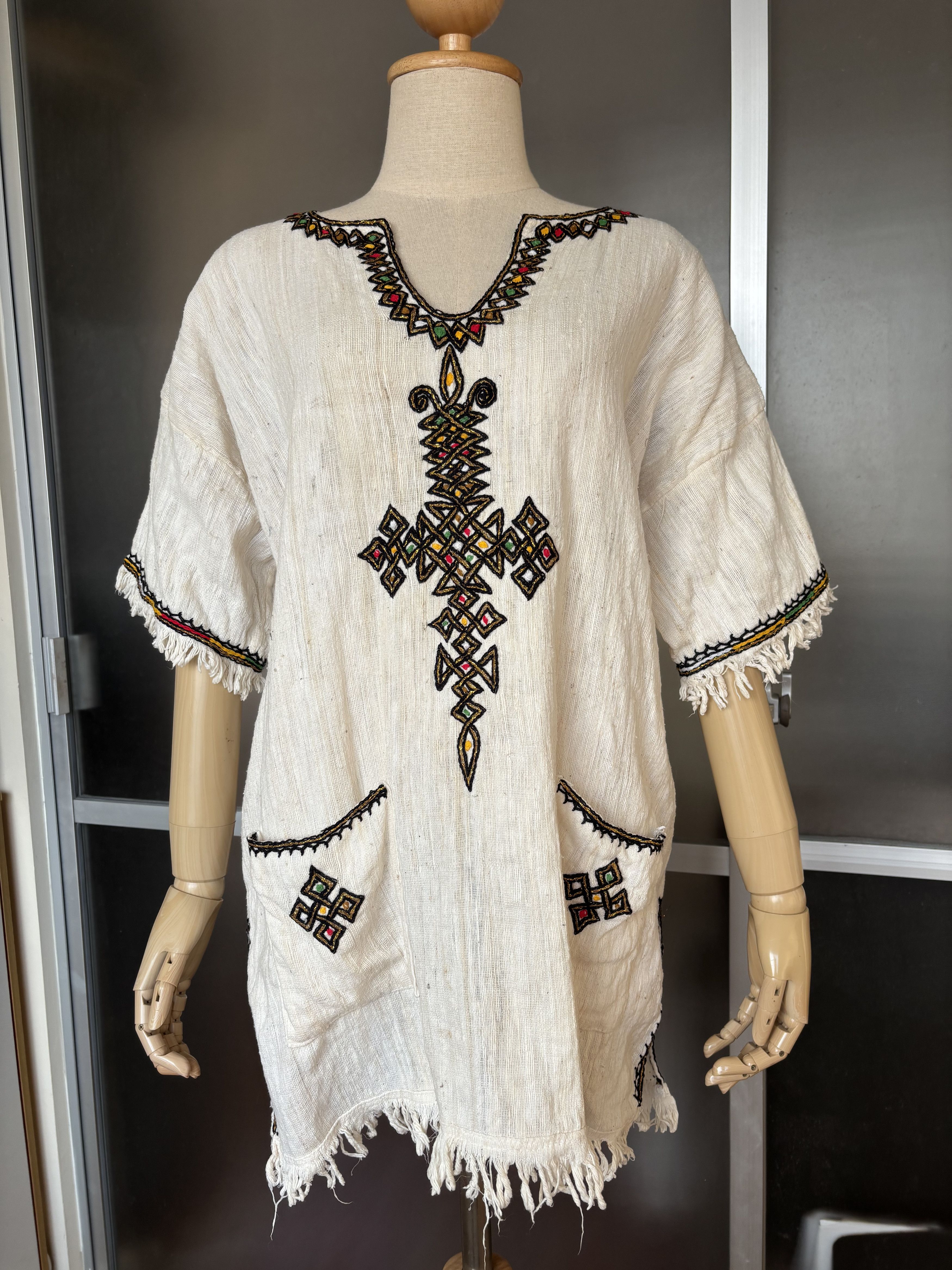 Handmade Handmade African Style Embroidered Cotton Shirt Size M / US 6-8 / IT 42-44 - 5 Thumbnail