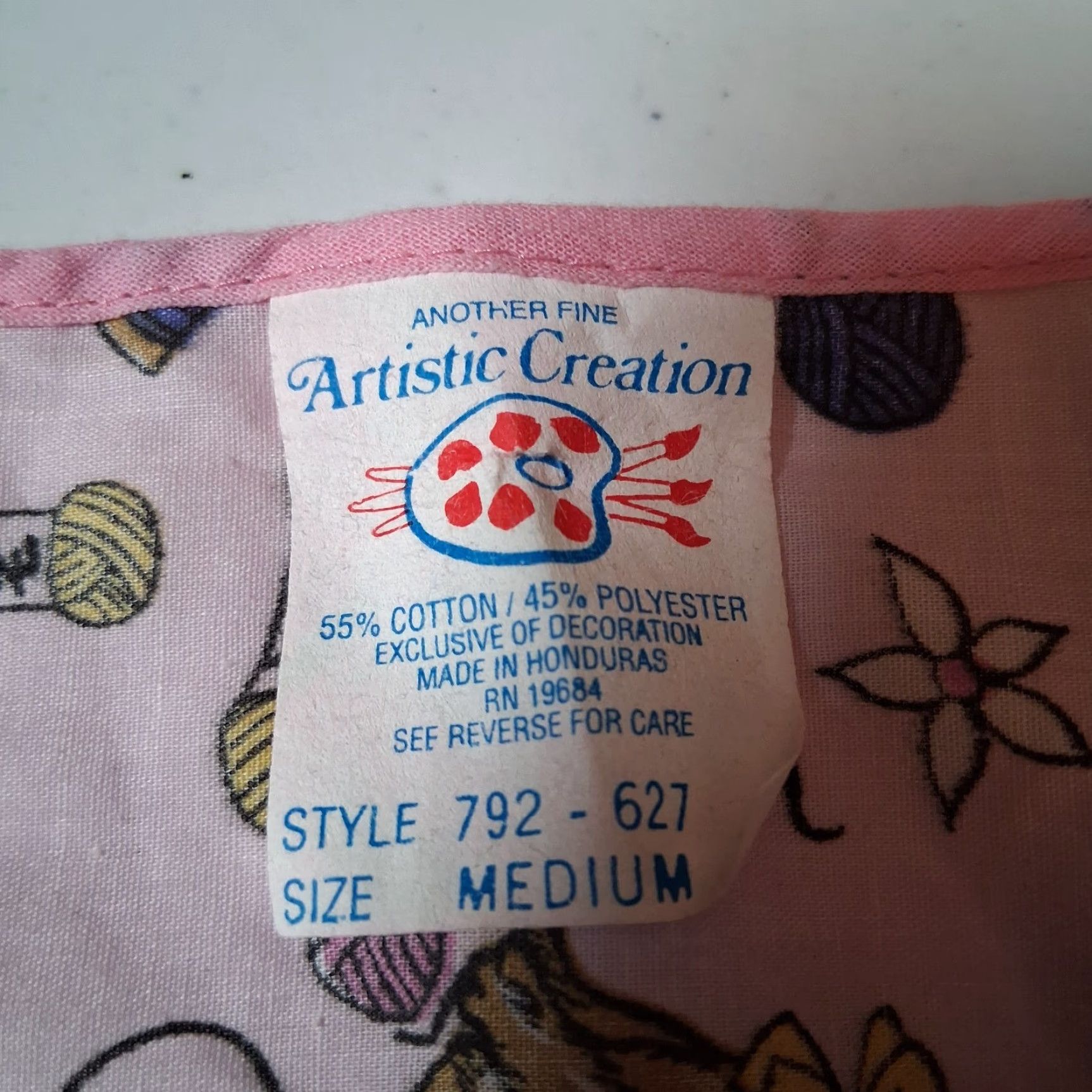 Vintage VINTAGE Artistic Creations House Dress Nightgown M Pink Cat Knitting Snap Front Gown Women size M with Pockets Size M / US 6-8 / IT 42-44 - 3 Thumbnail