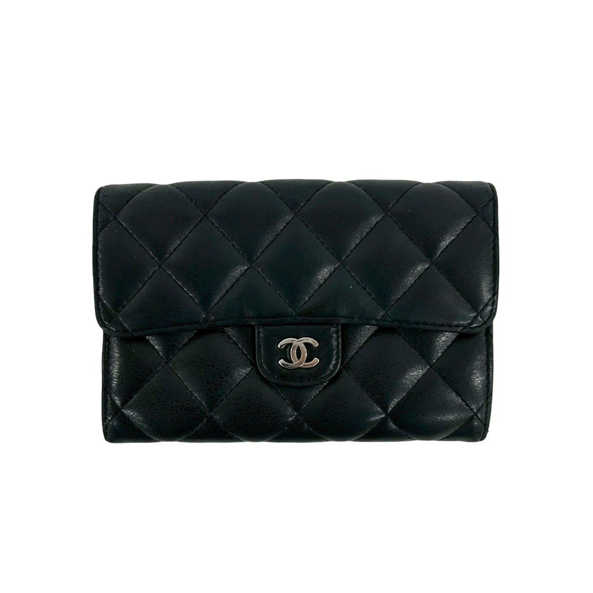 Chanel CHANEL Matelassé Coco Mark Lambskin Leather Bi-fold Wallet, Black, 72367 Size ONE SIZE - 1 Thumbnail