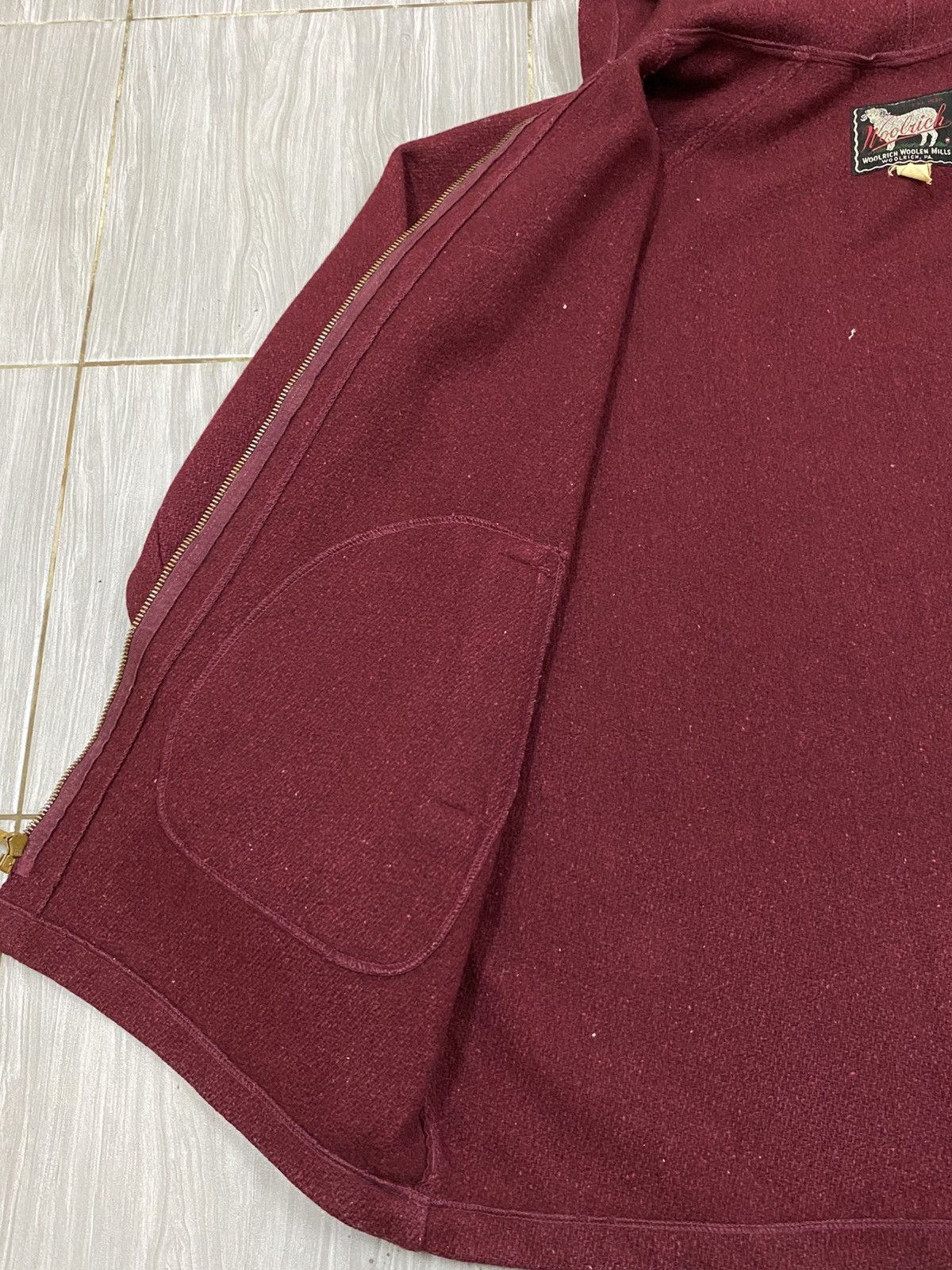 Woolrich Woolen Mills Vtg Woolrich Wool Hoodie Jacket | Talon Zipper | Burgundy Size US L / EU 52-54 / 3 - 8 Thumbnail
