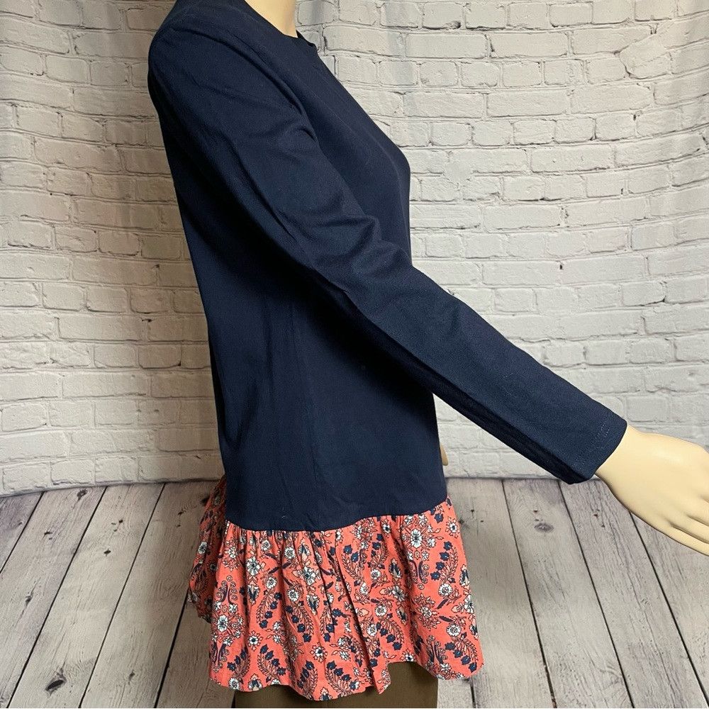 Other NWT New Liza Byrd Blue Cotton Floral Peplum Long Sleeve Tun Size S / US 4 / IT 40 - 3 Thumbnail