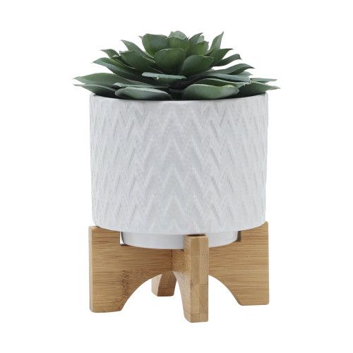 Designer × Homemade 5" CHEVRON PLANTER W/ STAND, WHITE Size US L / EU 52-54 / 3 - 4 Thumbnail