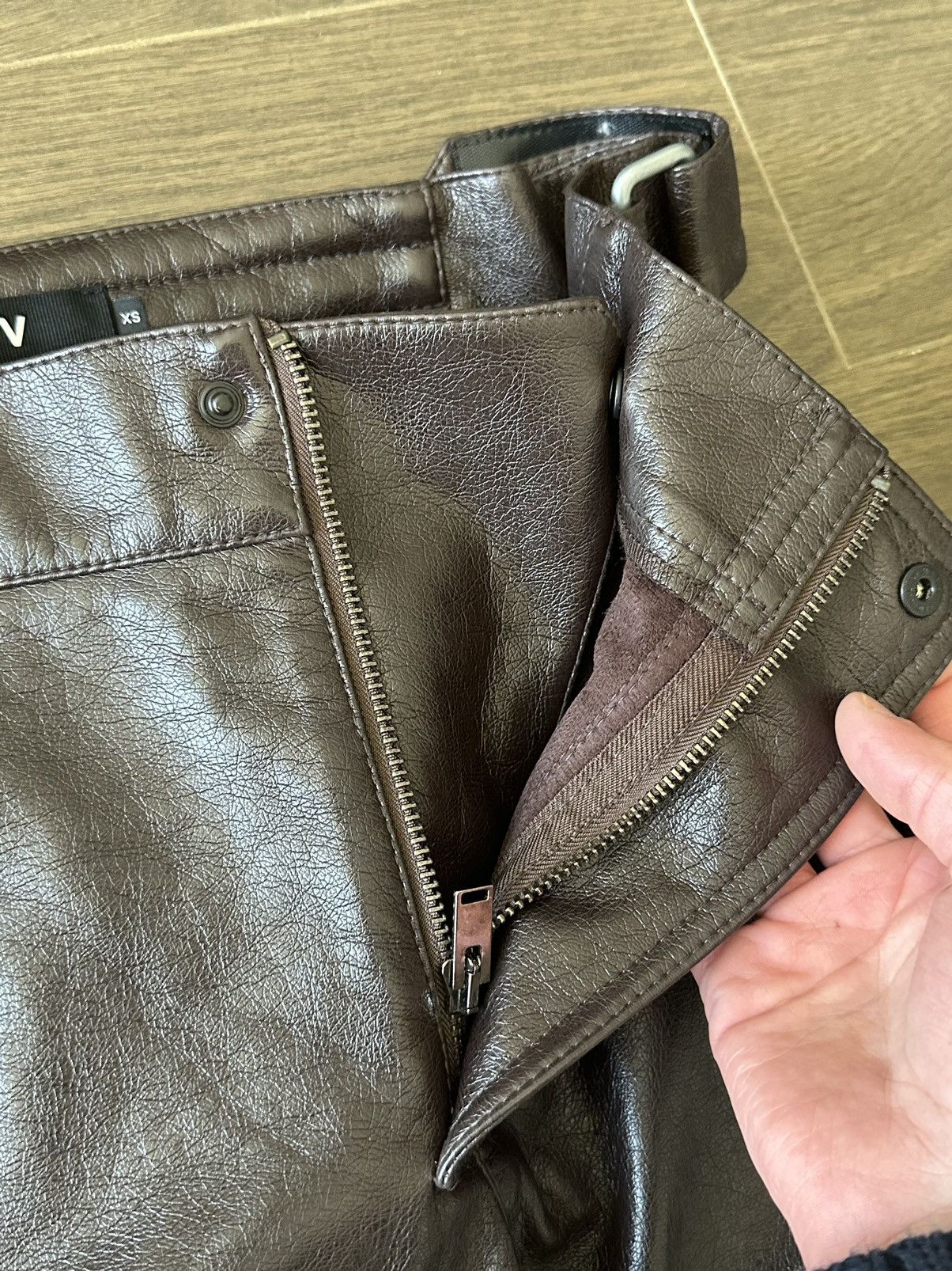 Misbhv Misbhv Brown Vegan Leather Biker Pants Size US 30 / EU 46 - 5 Thumbnail
