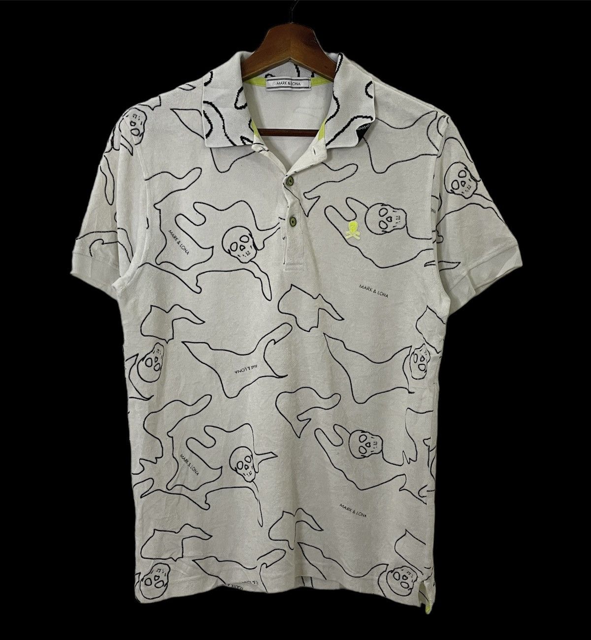 image of Vintage Mark & Lona Skulls Polos Shirt in White, Men's (Size Small)