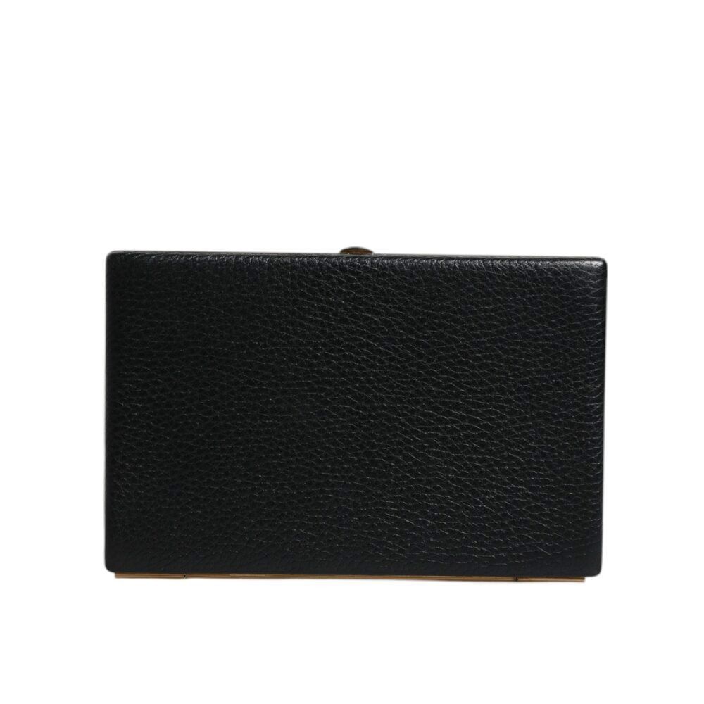 Dolce & Gabbana Dolce & Gabbana Black Leather Gold Frame Clutch Evening Part Size ONE SIZE - 4 Thumbnail