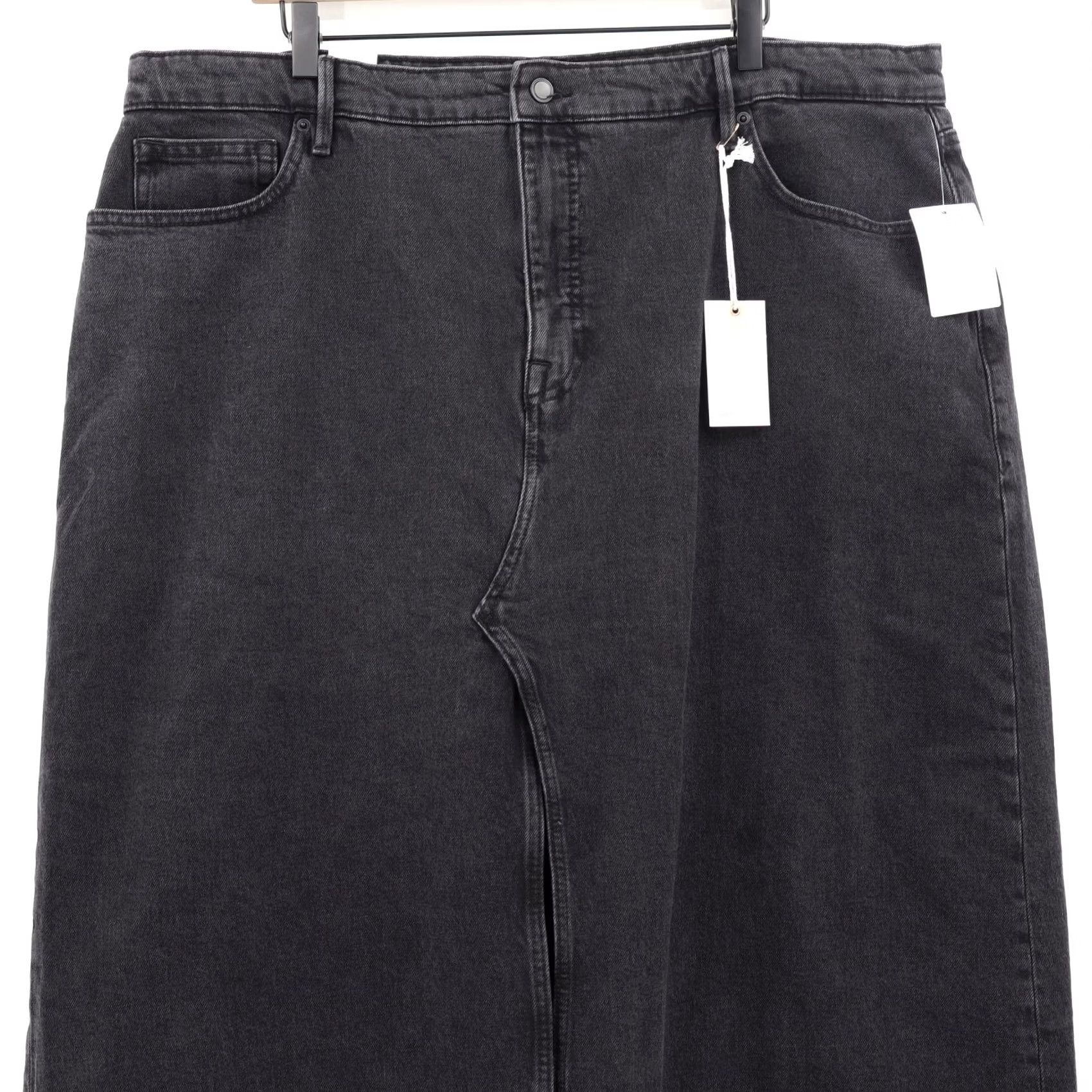 Good American Good American Skirt Female Regular Midi A-Line High Rise Black Sz 16 Denim Cotton Slit Pockets NEW Stored Tags Size 38" / US 16 / IT 52 - 3 Thumbnail