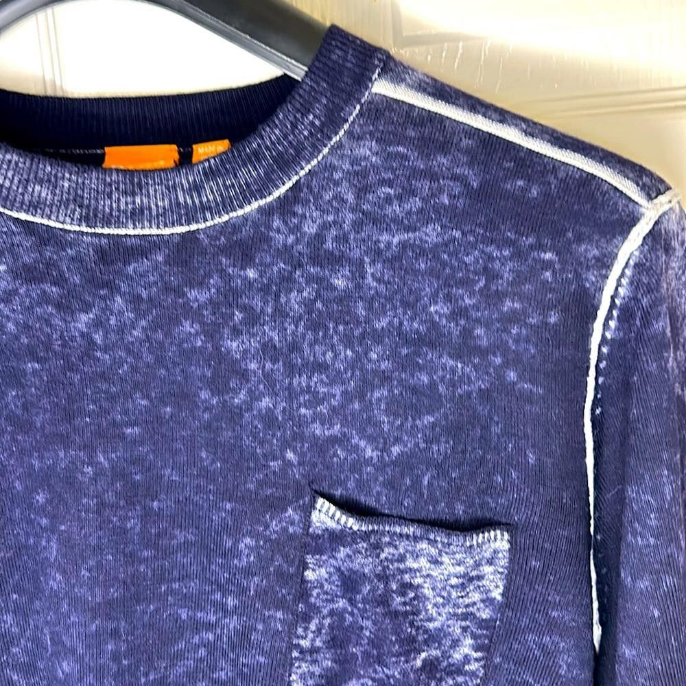 Hugo Boss BOSS ORANGE - L/slv Crew pocket Sweater- Burnout - Navy - Lg Size US L / EU 52-54 / 3 - 4 Thumbnail