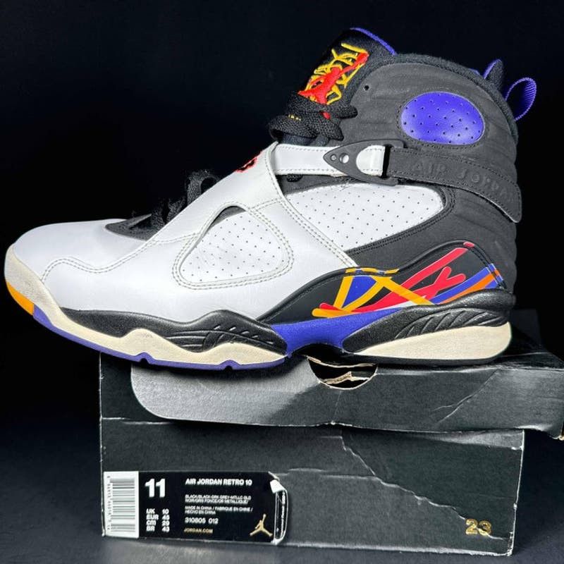 image of Size 11 - Air Jordan 8 'three-Peat' Men's Sneakers in White