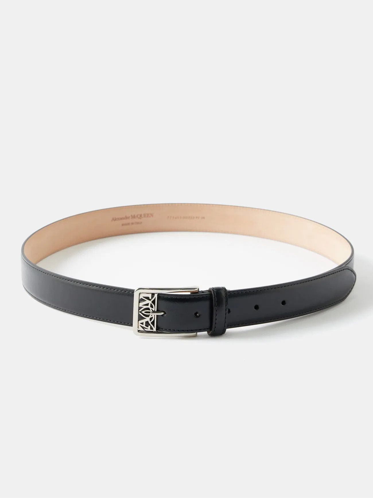 Alexander McQueen ALEXANDER MCQUEEN Seal black logo buckle leather belt 90 q Size 34 - 3 Thumbnail