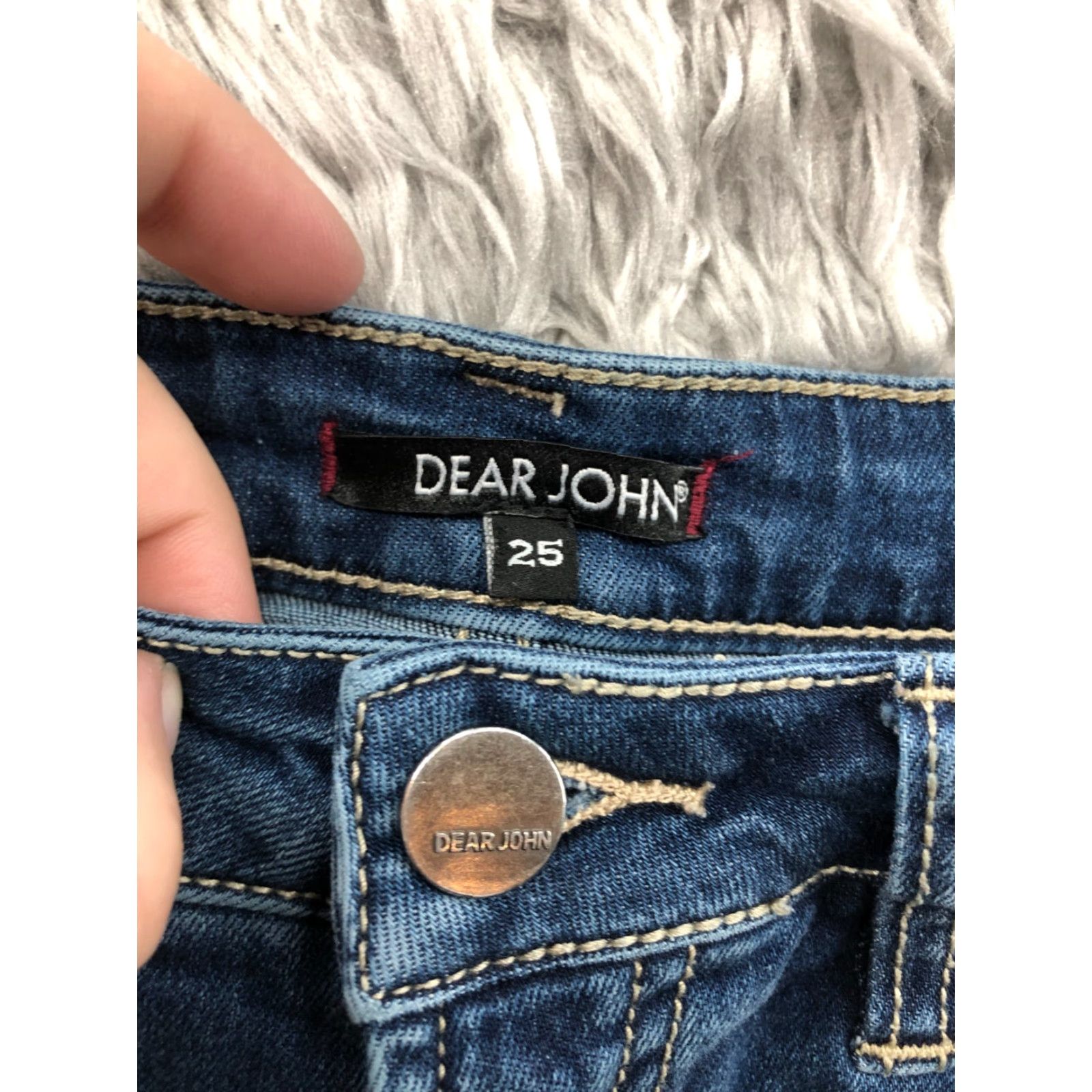 Denime Dear John Bermuda Shorts Juniors Size 25 Mid Rise Dark Wash Blue Denim Jean Size 42" / US 20 - 6 Thumbnail