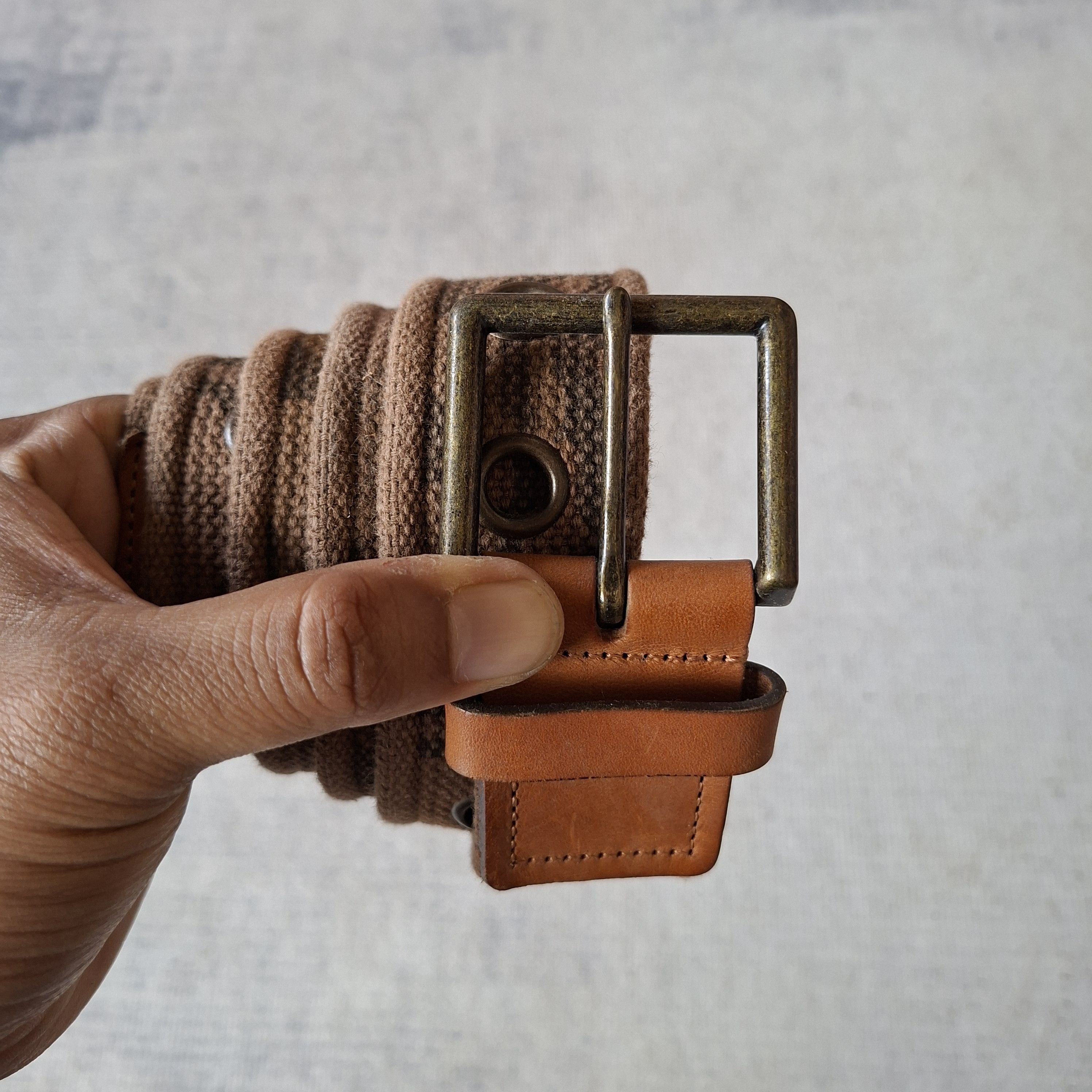 Avirex 💣Us air force solid brass military leather/canvas belt Size ONE SIZE - 2 Thumbnail