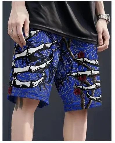 Japanese Brand Mikami x Kino Vintage Hip Hop Skull Hand Floral Shorts Size US 31 - 6 Thumbnail