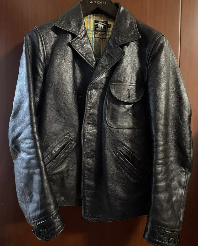image of Freewheelers Four-Corner Leather Jacket in Black, Men's (Size Small)