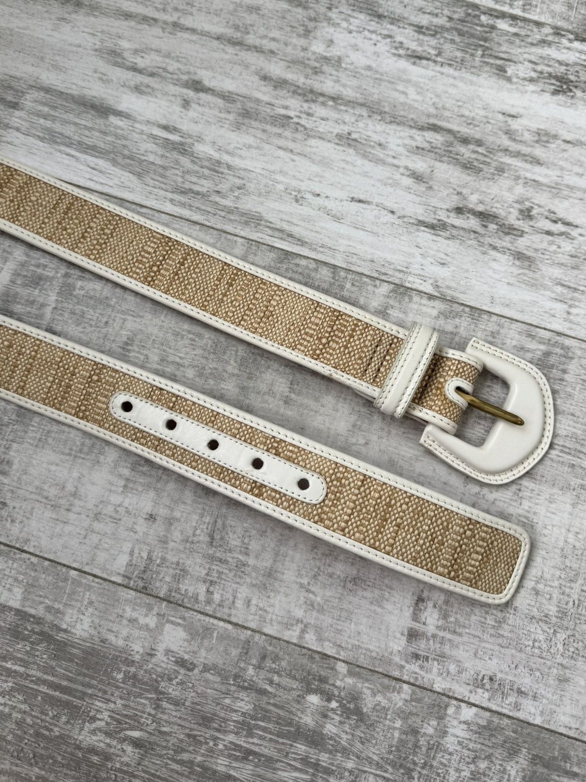 Zimmermann Zimmermann postcard leather trimmed woven raffia waist belt Size ONE SIZE - 10 Thumbnail