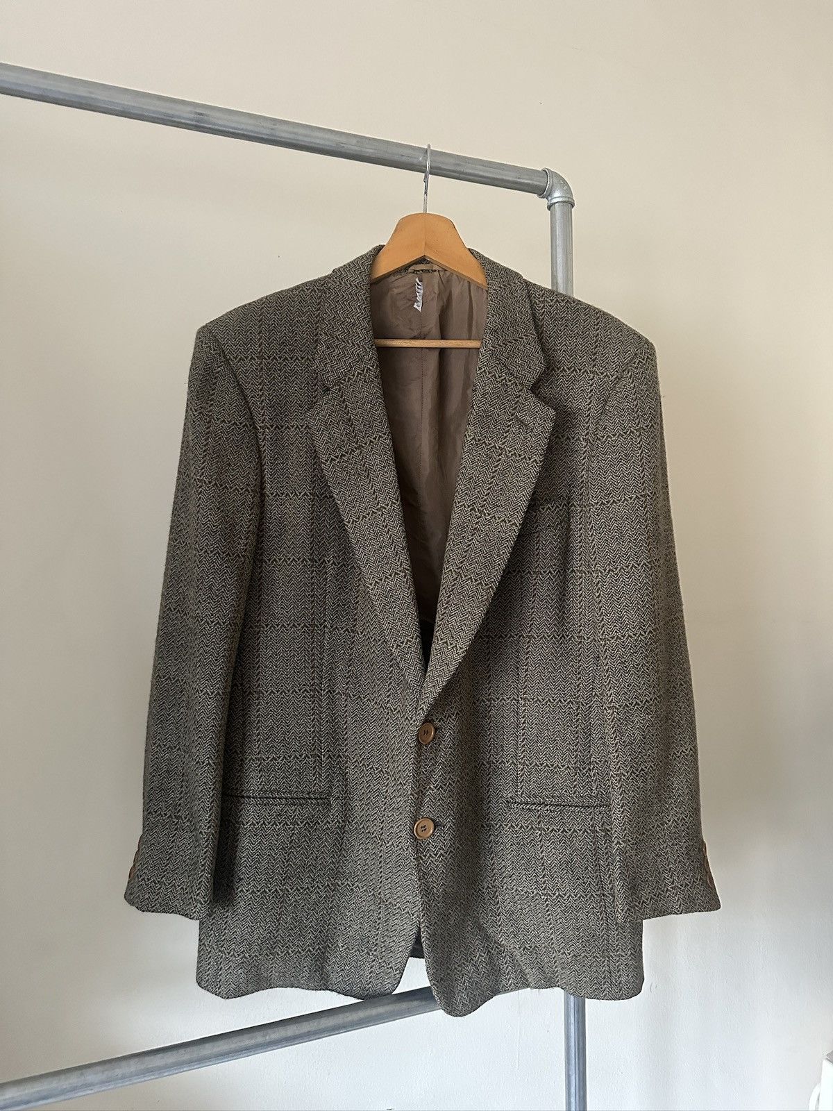 Giorgio Armani 1990s Giorgio Armani Wool Tweet Jacket Size US L / EU 52-54 / 3 - 2 Thumbnail