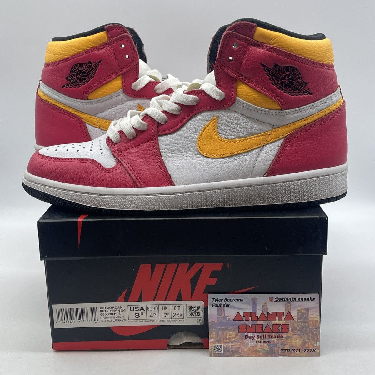 Jordan Brand Air Jordan 1 high light fusion red Size US 8.5 / EU 41-42 - 1 Thumbnail