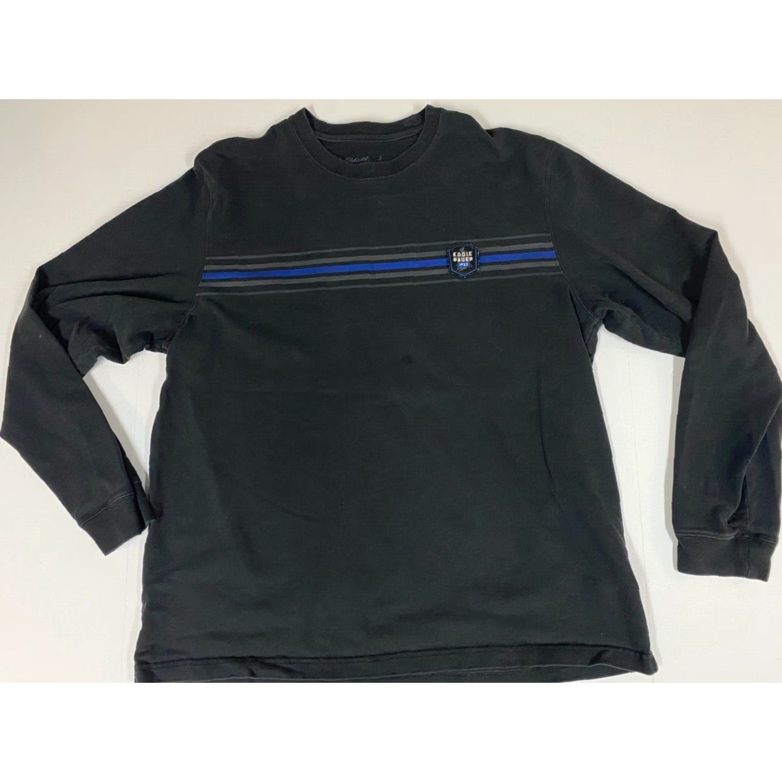 Eddie Bauer Eddie Bauer Shirt MEns Large Black Striped Beach California 1920 Crew Neck Long Sleeve Logo Cotton Spandex Size US L / EU 52-54 / 3 - 2 Thumbnail