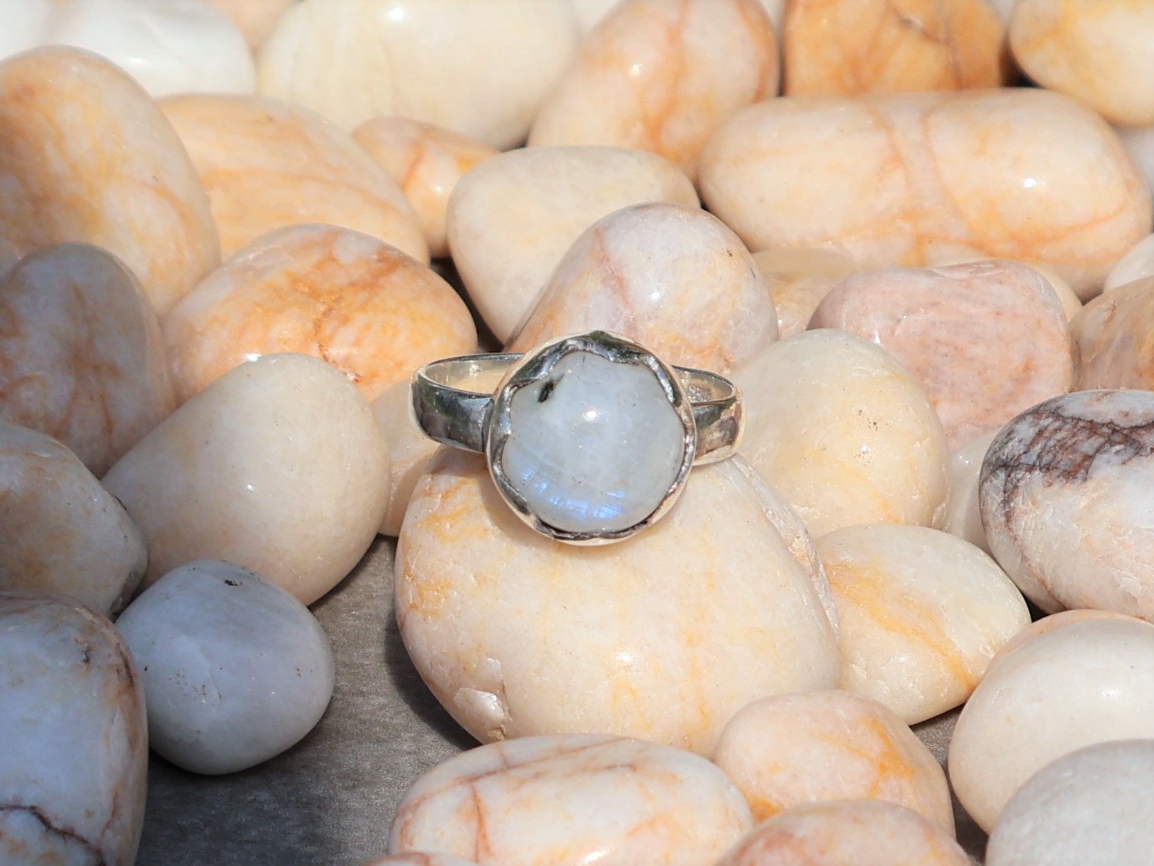 Handmade Rainbow Moonstone Ring, Sterling Silver Ring, Handmade Ring Size ONE SIZE - 4 Thumbnail
