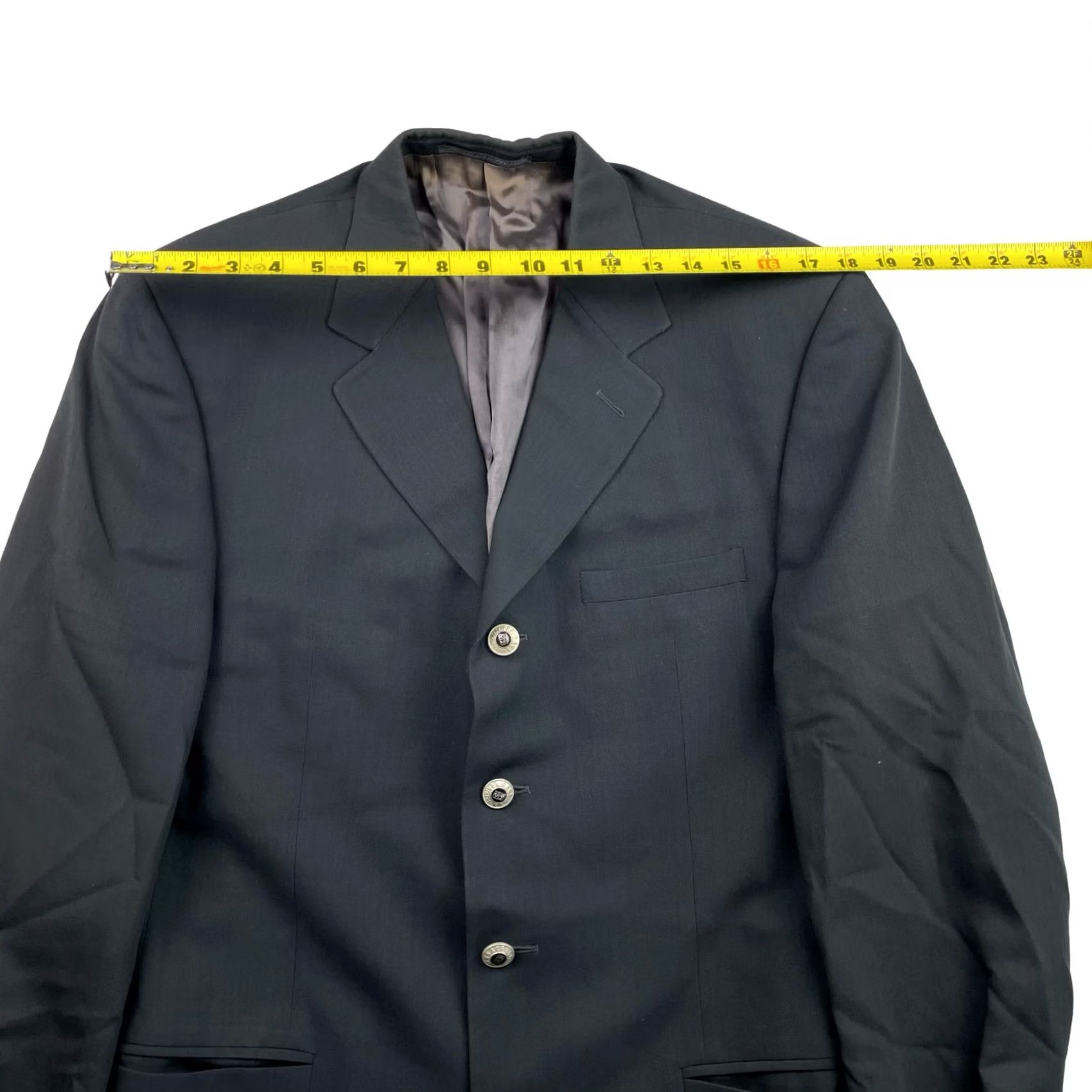 Versace VTG Gianni Versace Blazer Men’s 40 Black 100% Wool 4-Button Single-Breasted Vintage Versace Jacket/Coat Short Mens Size 40R - 7 Thumbnail