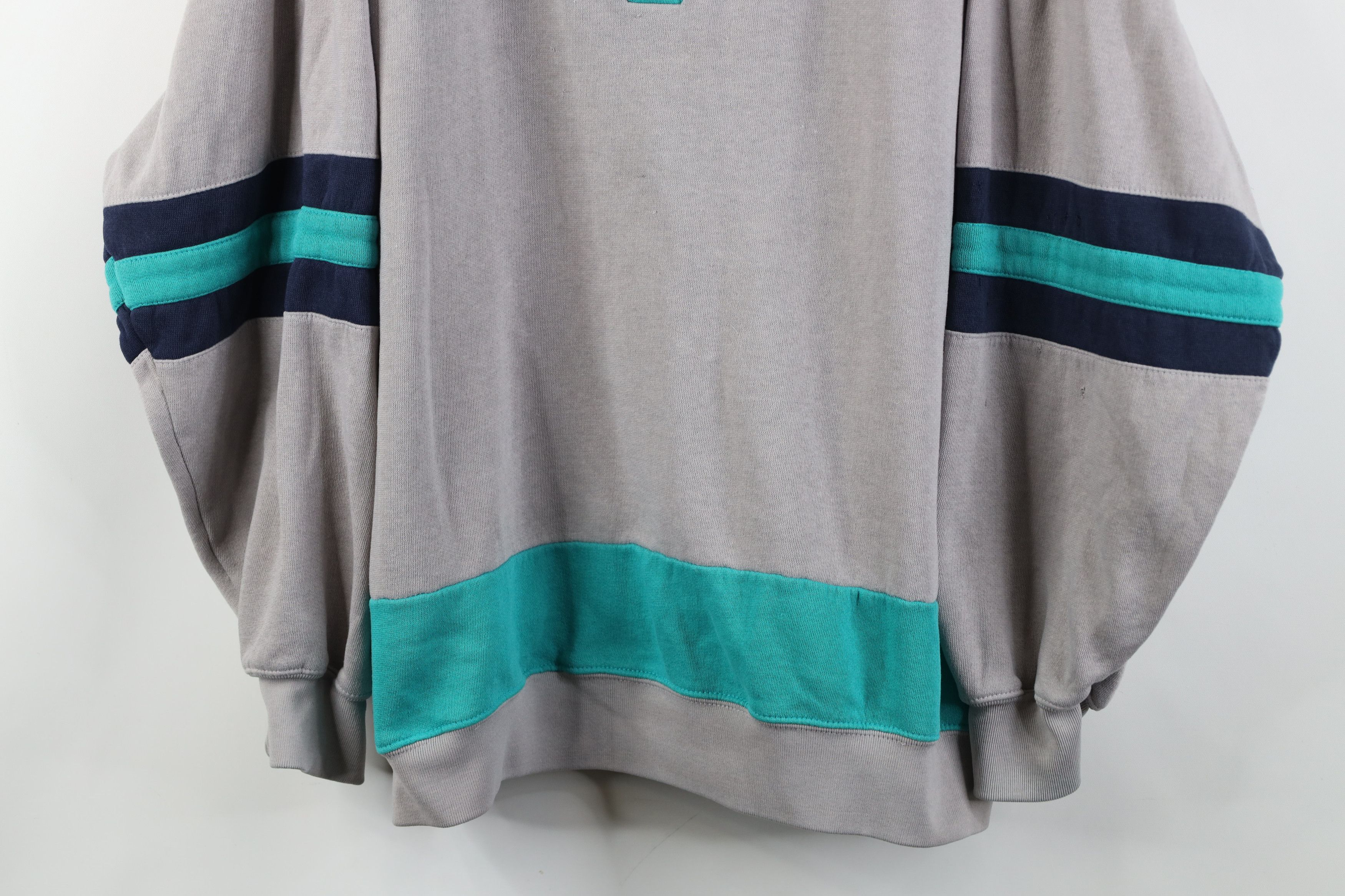 Vintage Vintage 90s Streetwear Striped Boxy Fit Collared Sweatshirt Size US XL / EU 56 / 4 - 3 Thumbnail