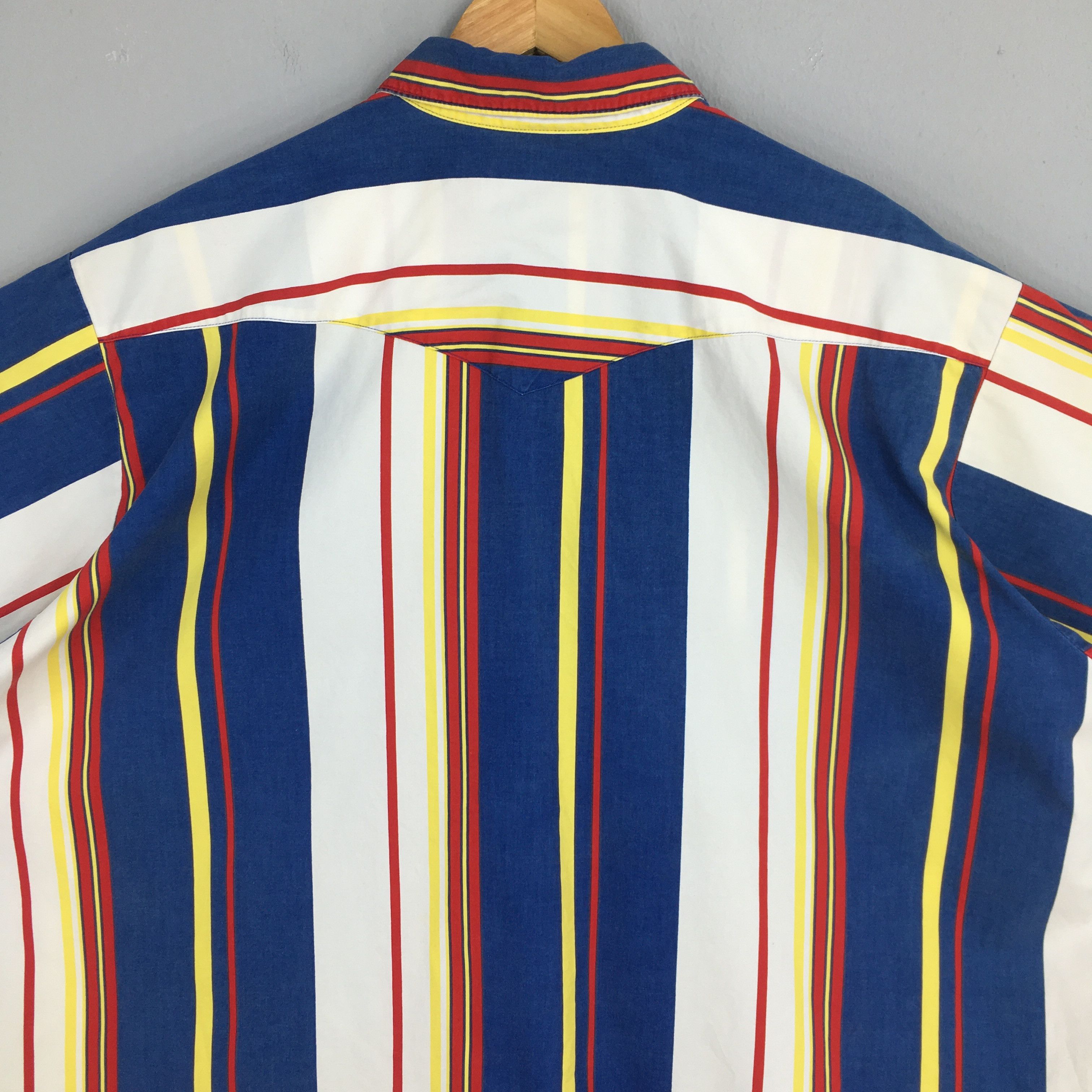 Vintage × Wrangler Vintage Wrangler Striped Western Rodeo Oversized Shirt 4XL Size US XXL / EU 58 / 5 - 8 Thumbnail