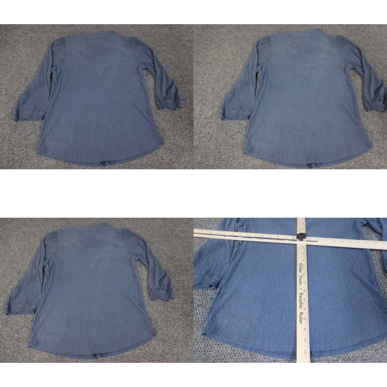 Vintage Como Blu Blouse Shirt Womens Medium Blue Cap Sleeve Collared Pullover Rayon Button Casual Regular Fit Size M / US 6-8 / IT 42-44 - 8 Thumbnail