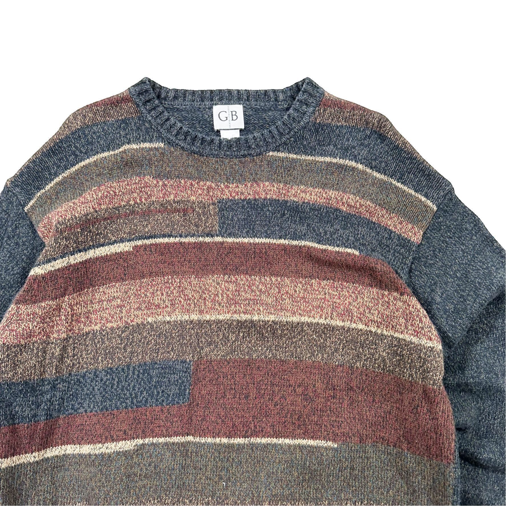 Vintage Vintage 90s Big Patterned CB Striped Knit Sweater Size US XL / EU 56 / 4 - 2 Thumbnail