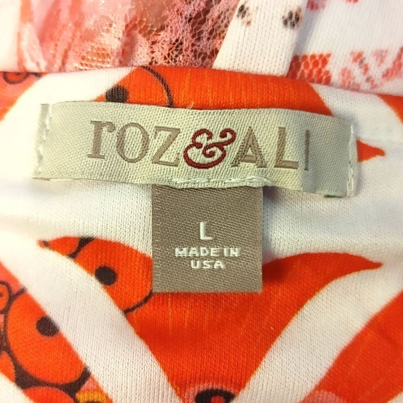 Other Roz & Ali Women's Orange Sheer Floral Nylon Blouse Top LG Size L / US 10 / IT 46 - 3 Thumbnail