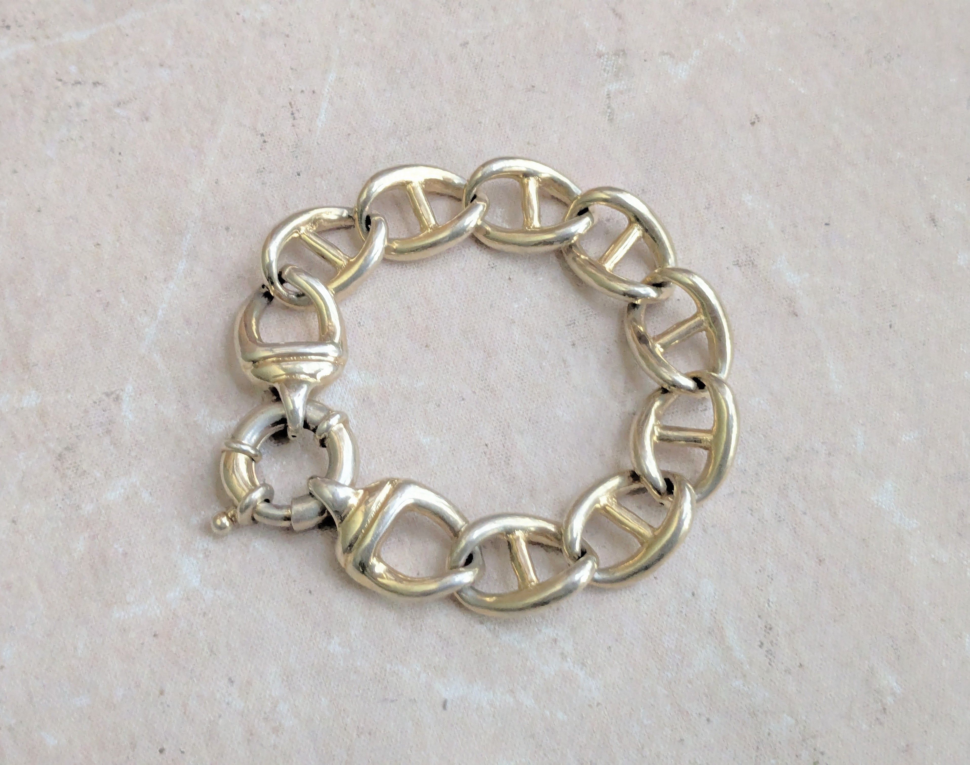 Jewelry Vintage Sterling Silver Bracelet Anchor Mariner Vermeil 8.5" Size ONE SIZE - 3 Thumbnail