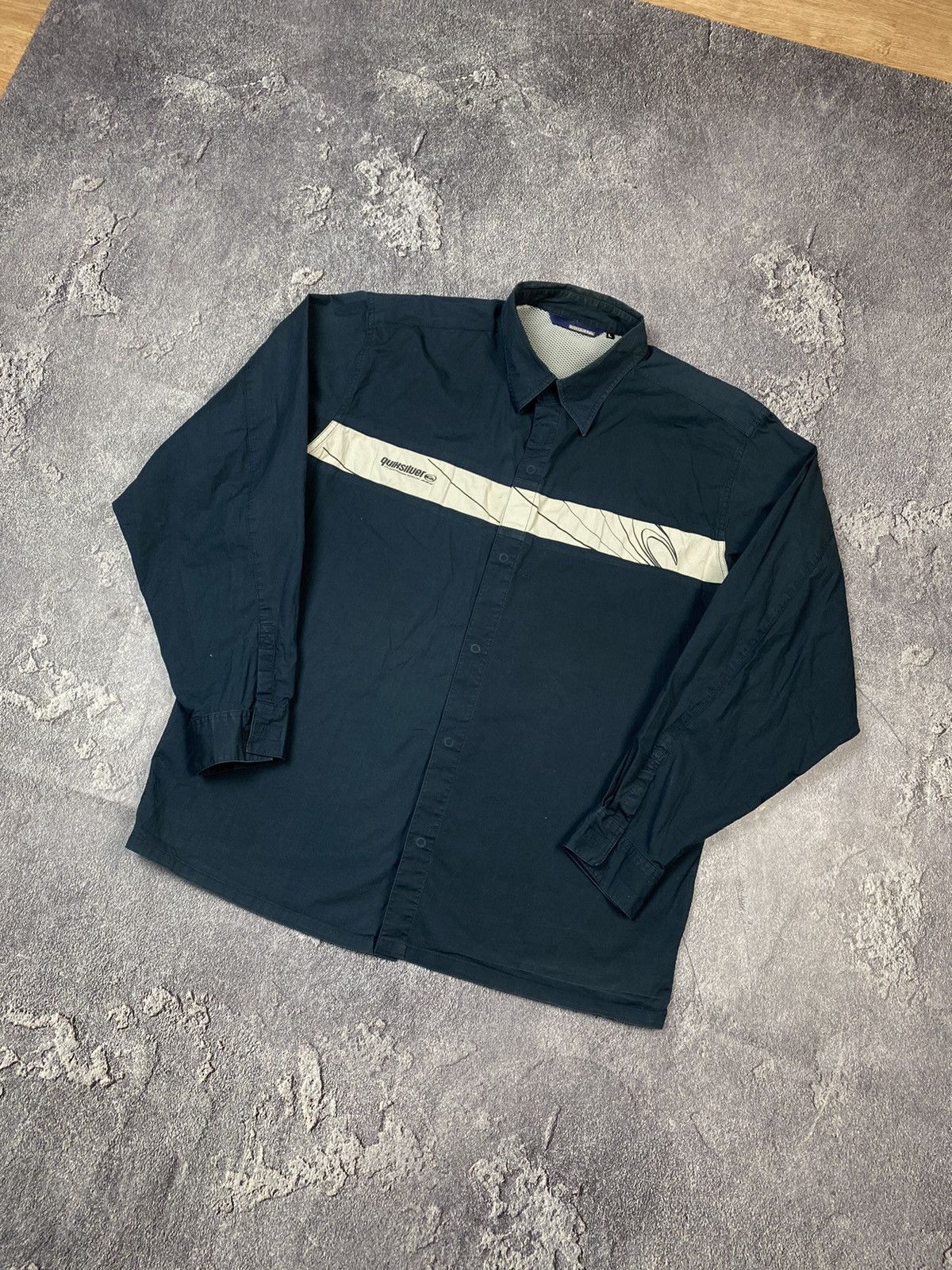 Quiksilver × Vintage Vintage 00s Quiksilver Navy Shirt Surf Style Retro Y2K Size US L / EU 52-54 / 3 - 2 Thumbnail