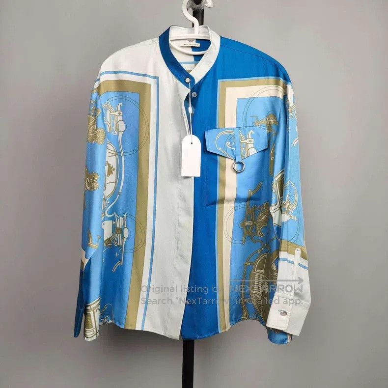 Hermes Hermes Blue silk shirt for women Size XXS / US 00 / IT 34 - 1 Thumbnail