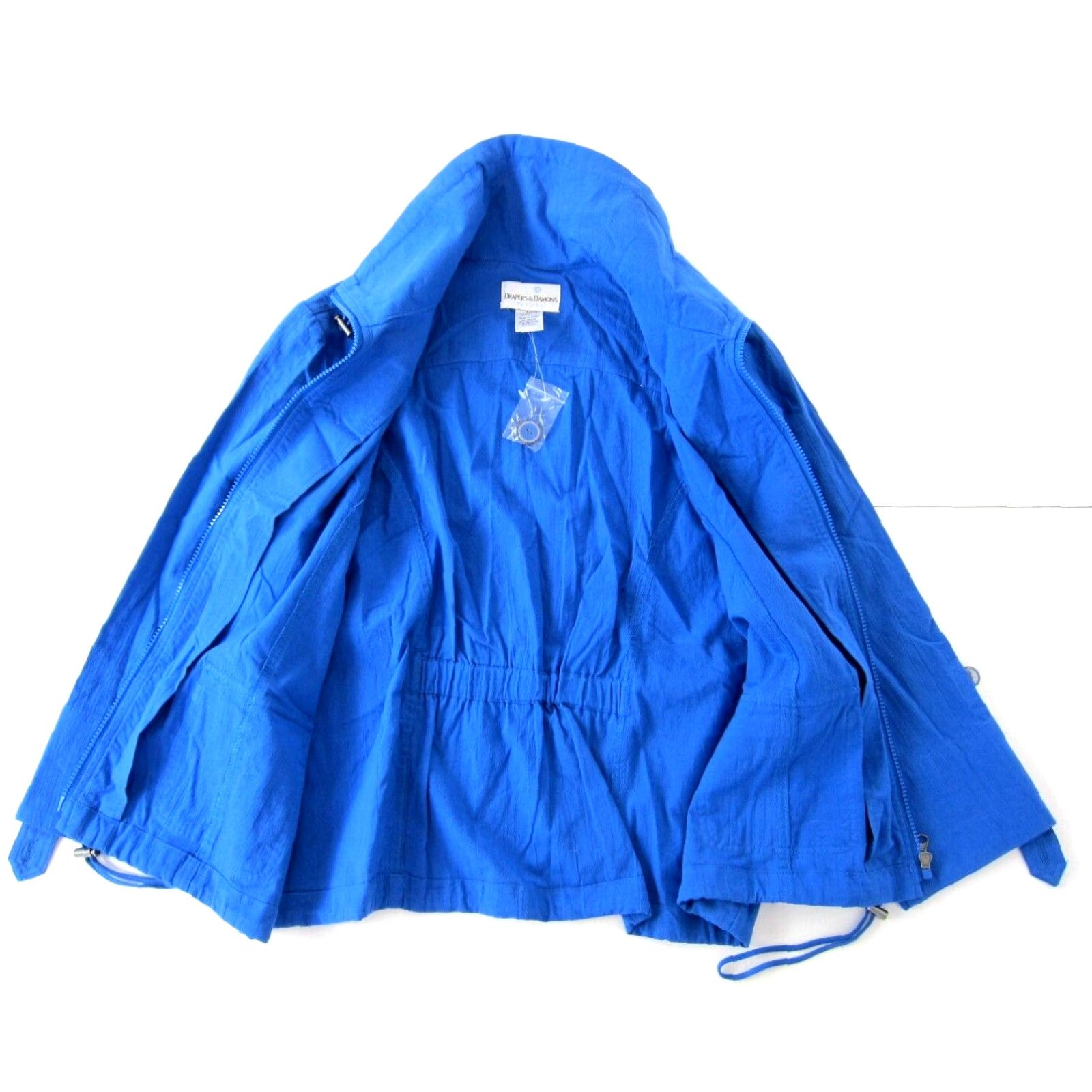 Vintage Draper's & Damon's Blue Cotton Zip Mock Neck Windbreaker Jacket PM Womens Jacket Windbreaker Pockets 100% Cotton Mid-Length Dark Blue Size M / US 6-8 / IT 42-44 - 5 Thumbnail