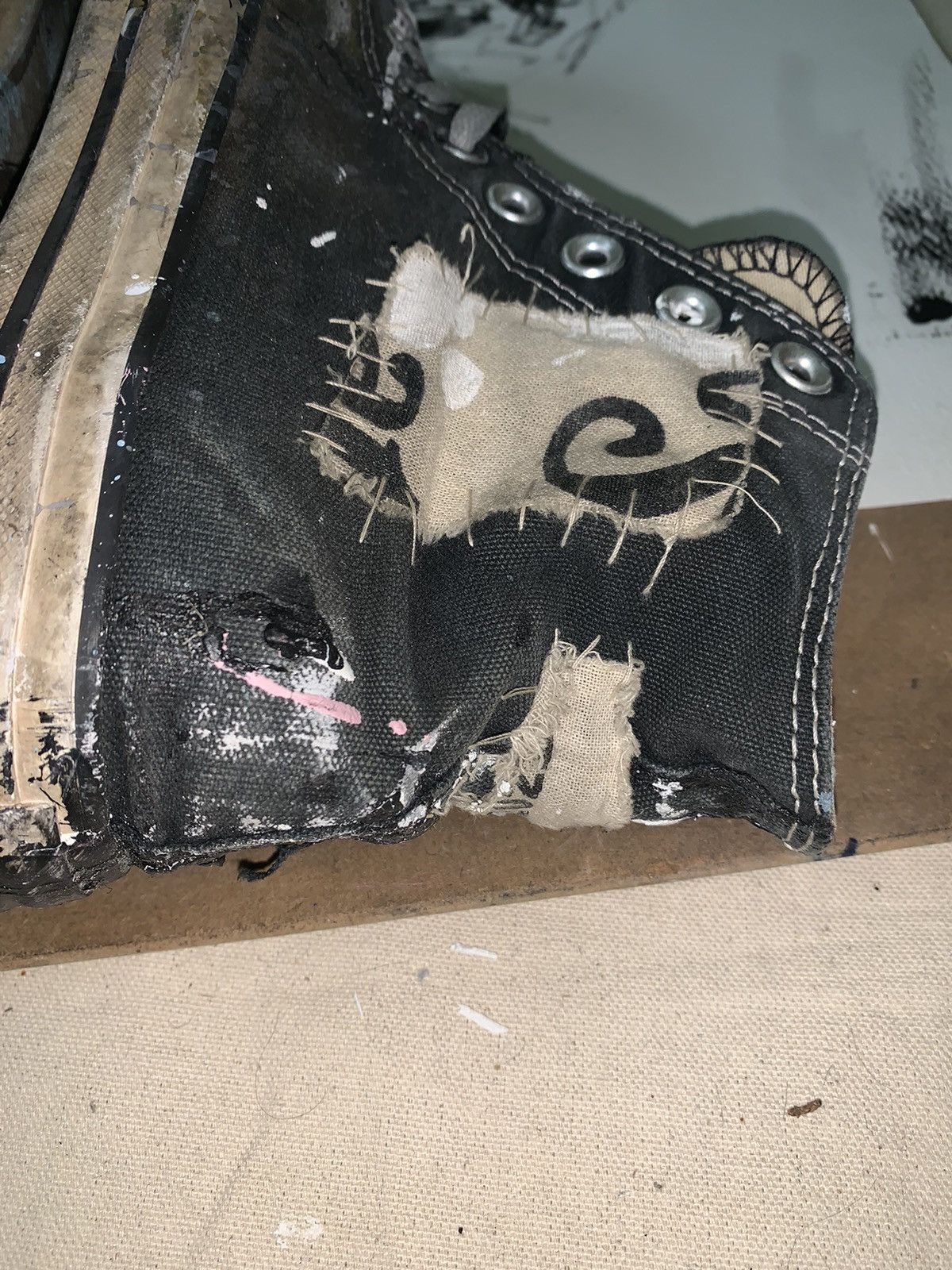 Converse vintage Cobain painting studio patchwork hightops