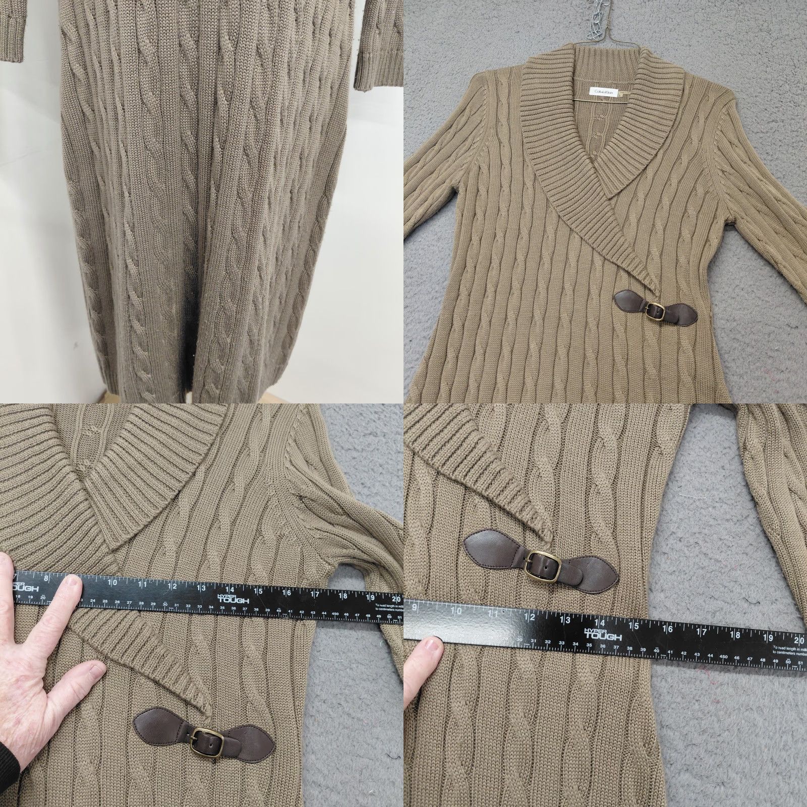 Calvin Klein Calvin Klein Sweater Dress Women's Sz Large Brown Wrap Cable Shawl Collar Buckle Size L / US 10 / IT 46 - 8 Thumbnail
