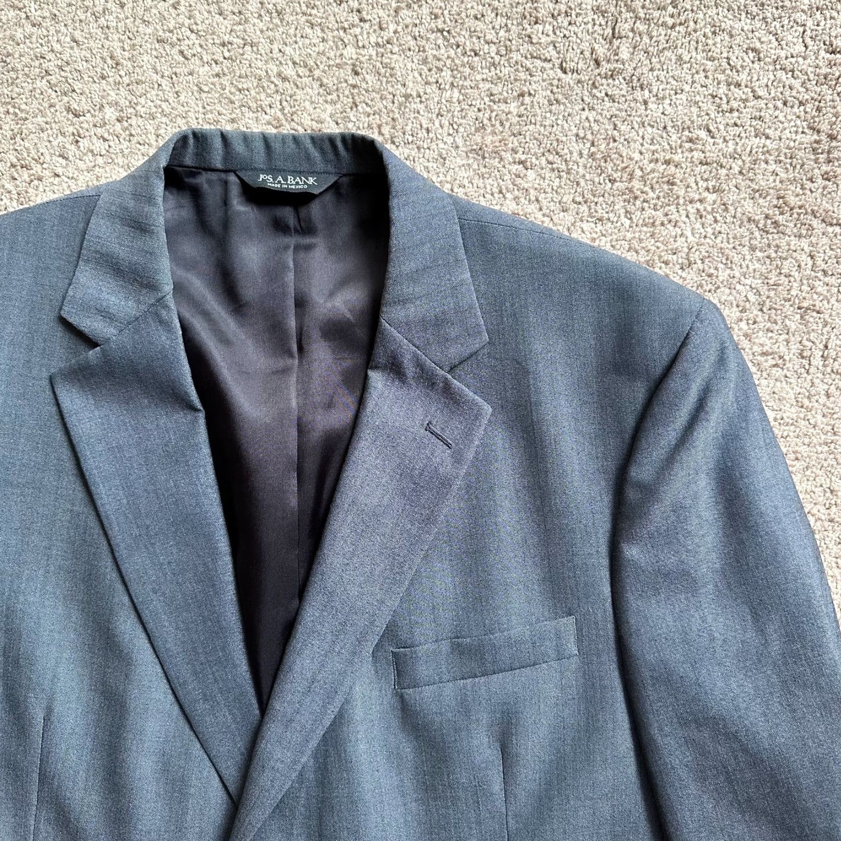 Jos. A. Bank Jos A Bank Blazer Mens 46R Wool 2 Button Solid Grey Jacket Size 46R - 6 Thumbnail