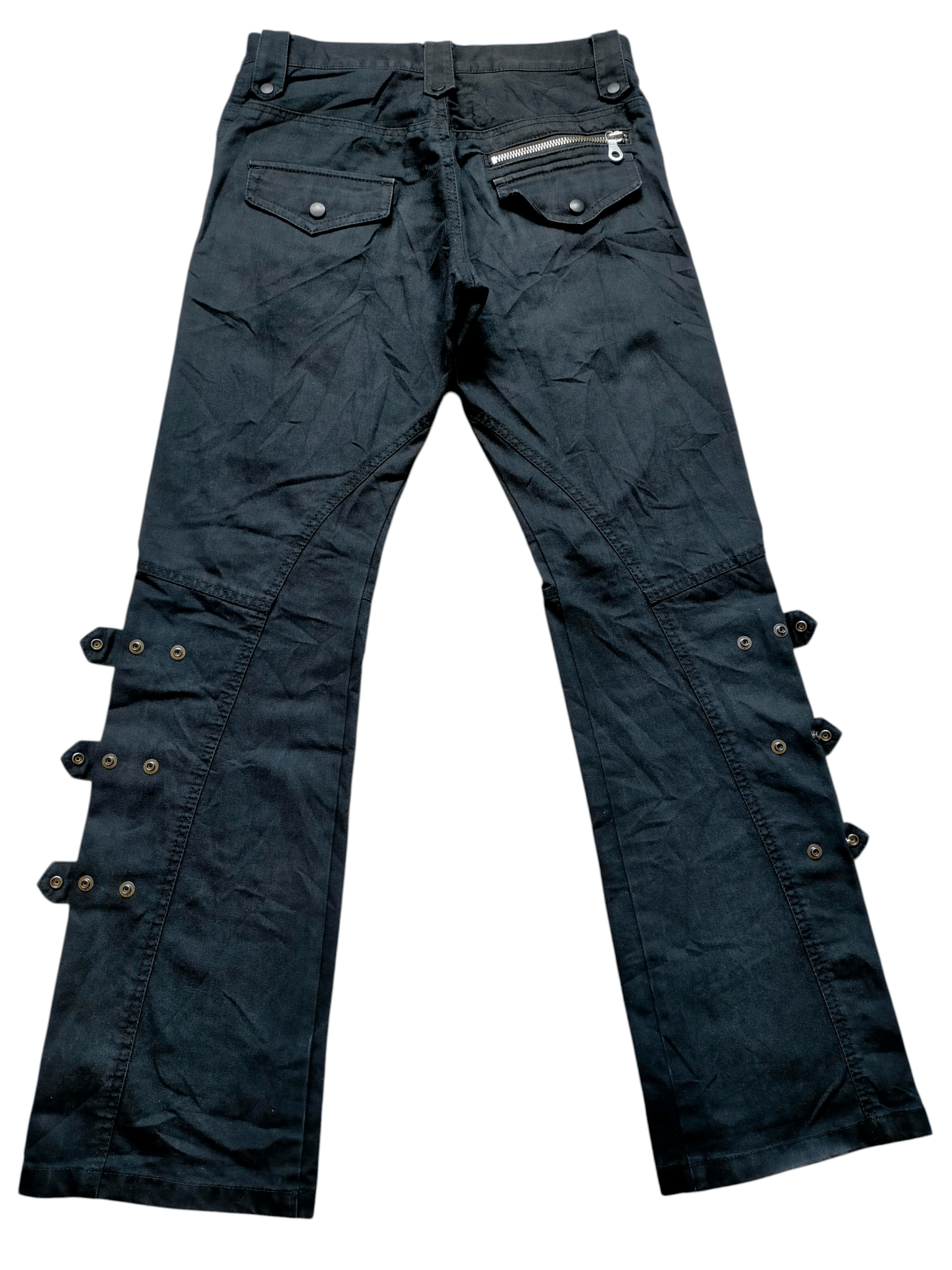 Tete Homme Tete Homme Flare Jeans Bondage Punk Style Black Denim Size US 30 / EU 46 - 1 Thumbnail