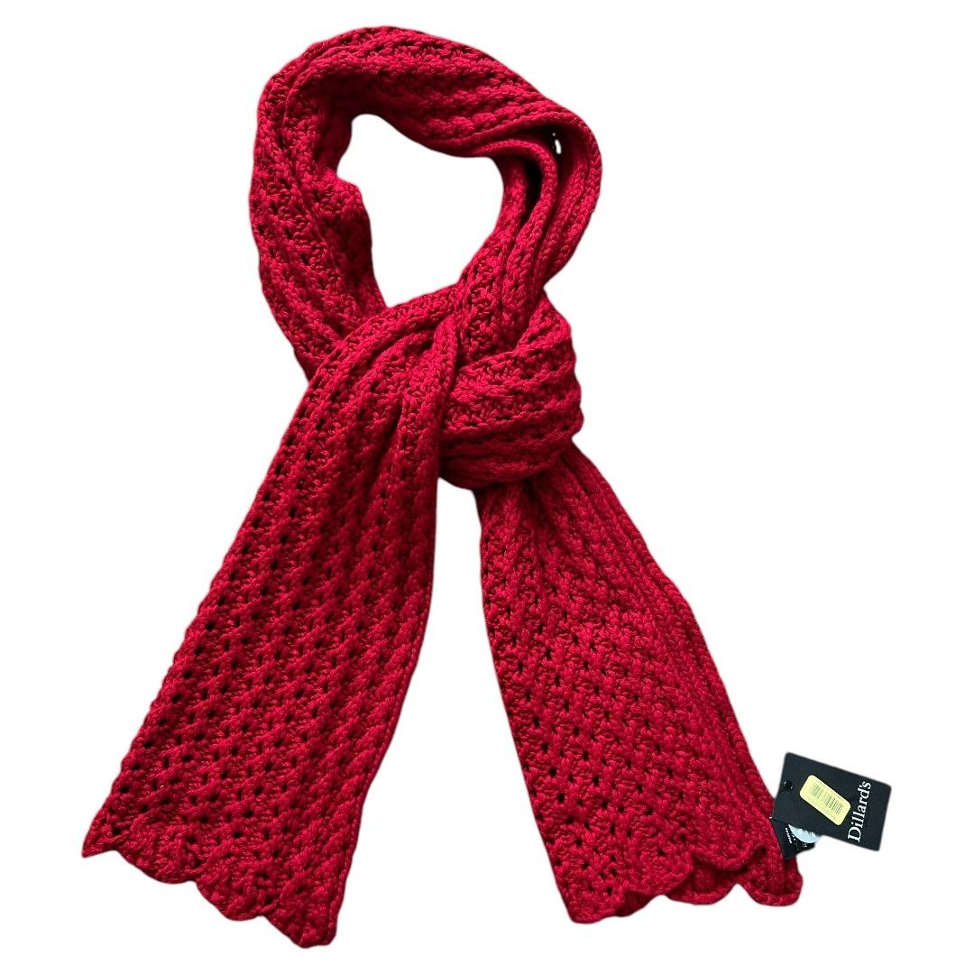 Other Dillard's Red Crochet Scarf Shawl, 64"x13" Size ONE SIZE - 4 Thumbnail