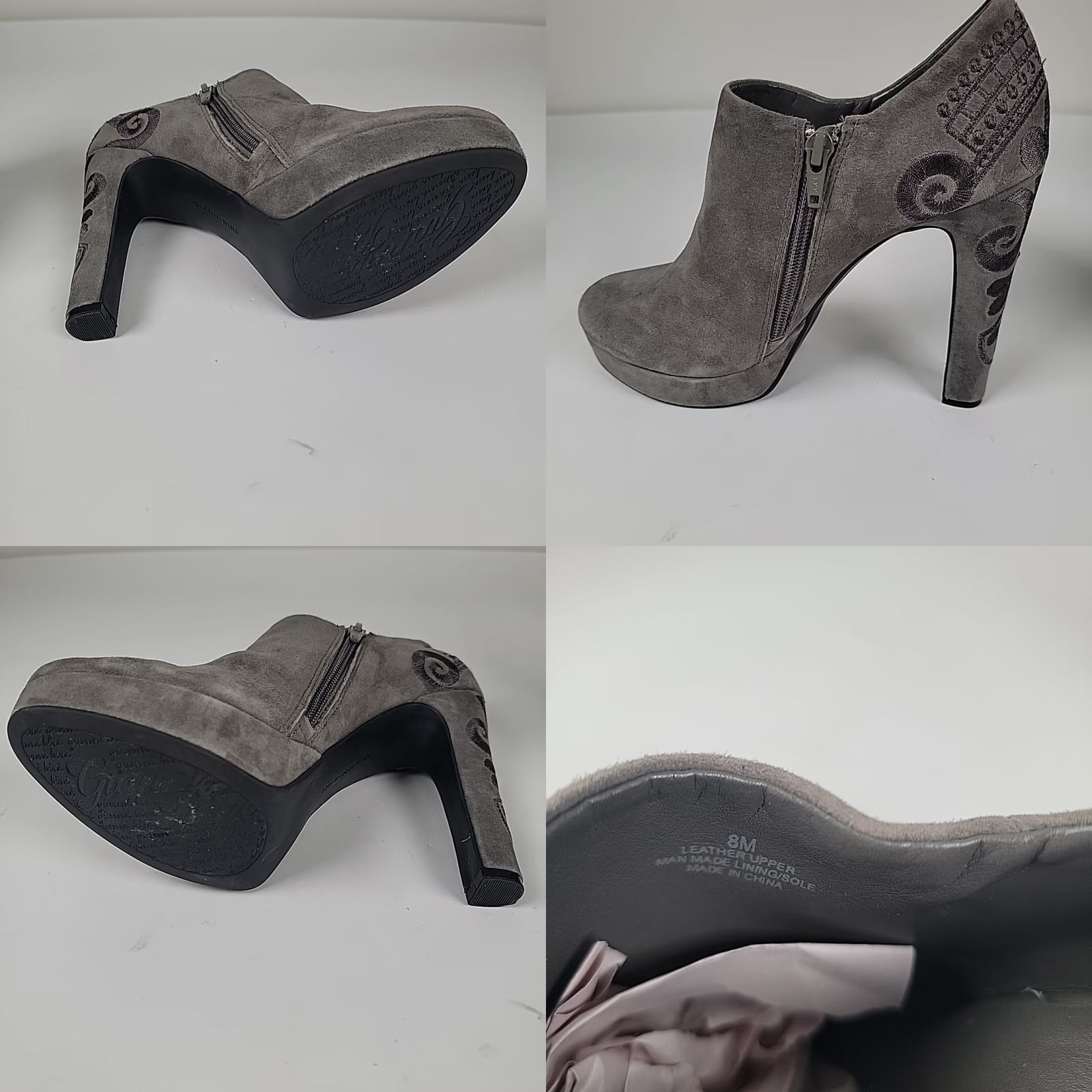 Vintage Gianni Bini Gray Suede Leather Zip Platform Ankle Boots Size 8 M Women’s Heel Stiletto Party/Cocktail Size US 8 / IT 38 - 8 Thumbnail