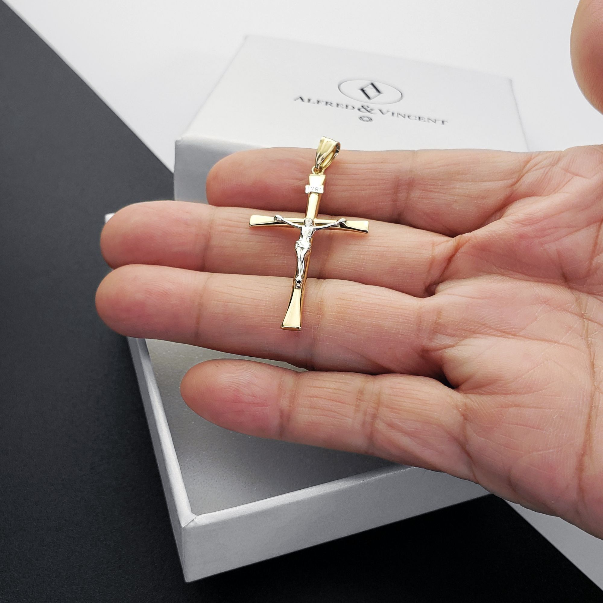 Other Jesus INRI Cross Pendant in 2tone 14k Yellow & White Gold Size ONE SIZE - 3 Thumbnail
