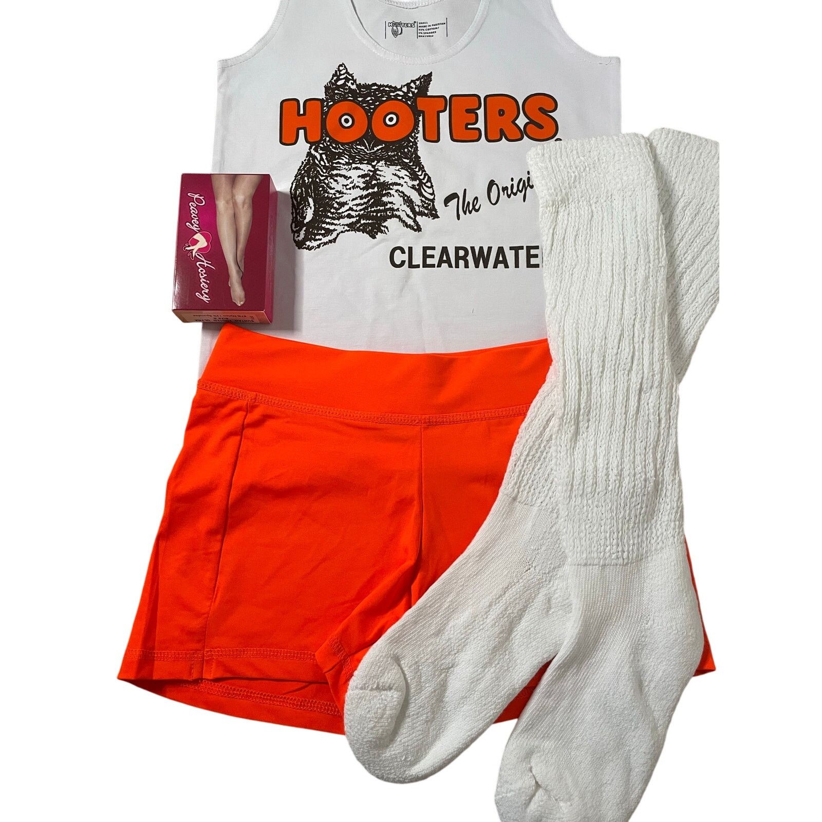 Other New Hooters Uniform Tank Shorts Pouch Tag Socks hose Small Size S / US 4 / IT 40 - 2 Thumbnail