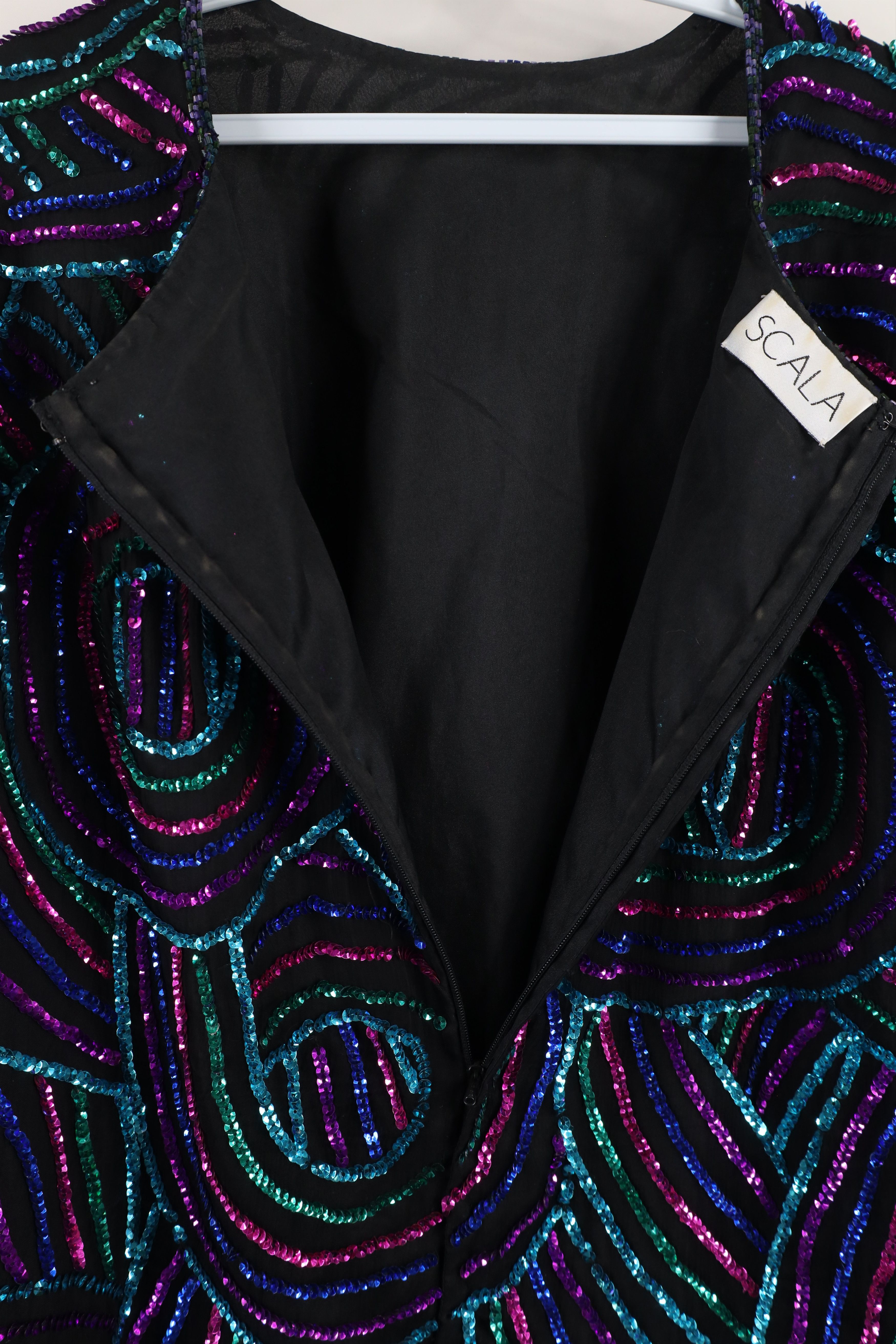 Vintage Vintage 90s Scala Swirl Sequin Beaded Party Shirt Oversized Size 3XL / US 20-22 - 9 Thumbnail