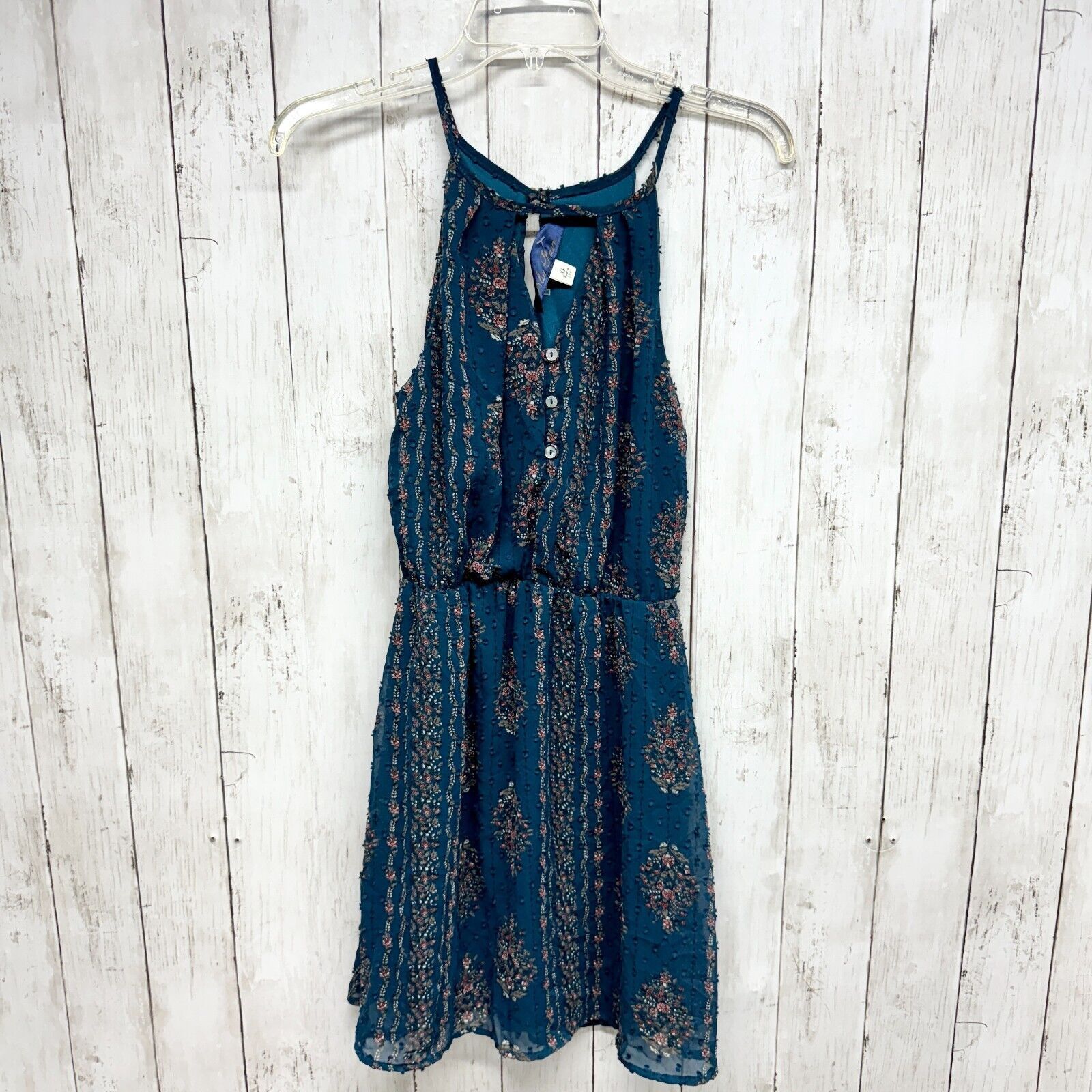 Other BLUE RAIN XS Blue Boho Sleeveless Tribal Button Mini Dress Size XS / US 0-2 / IT 36-38 - 1 Thumbnail