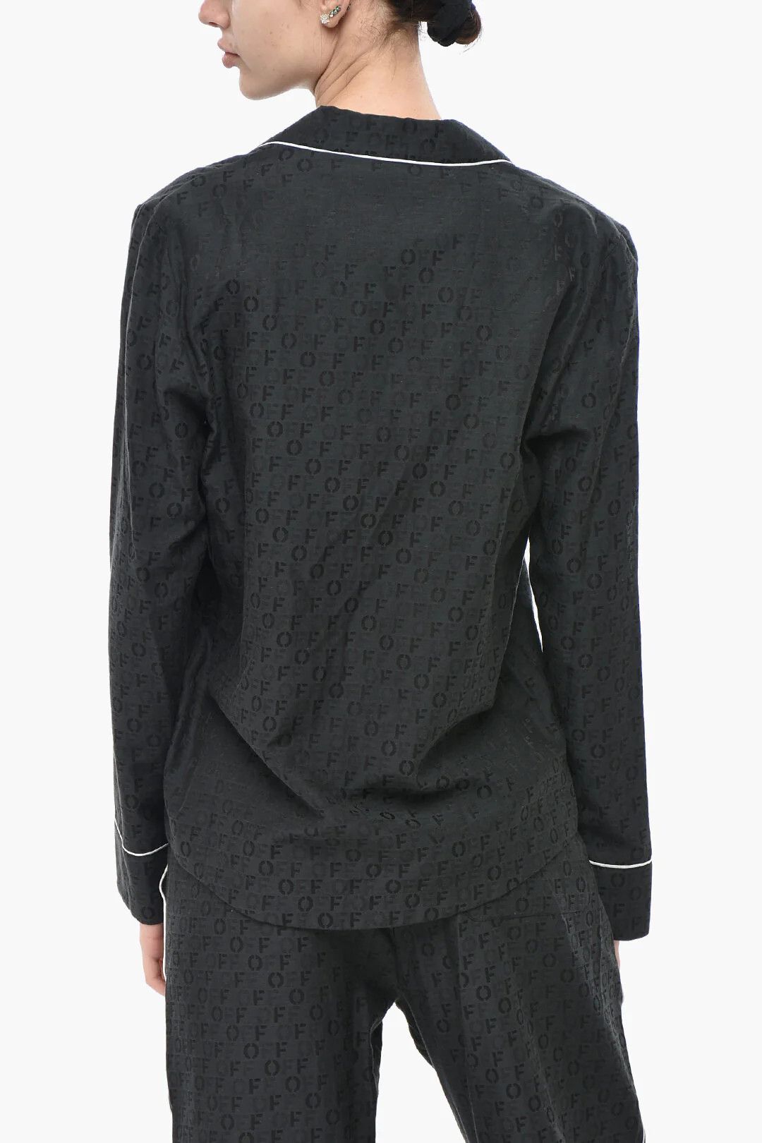 Off-White og1mm0426 Silk-Blend Jacquard Shirt in Black Size S / US 4 / IT 40 - 2 Thumbnail