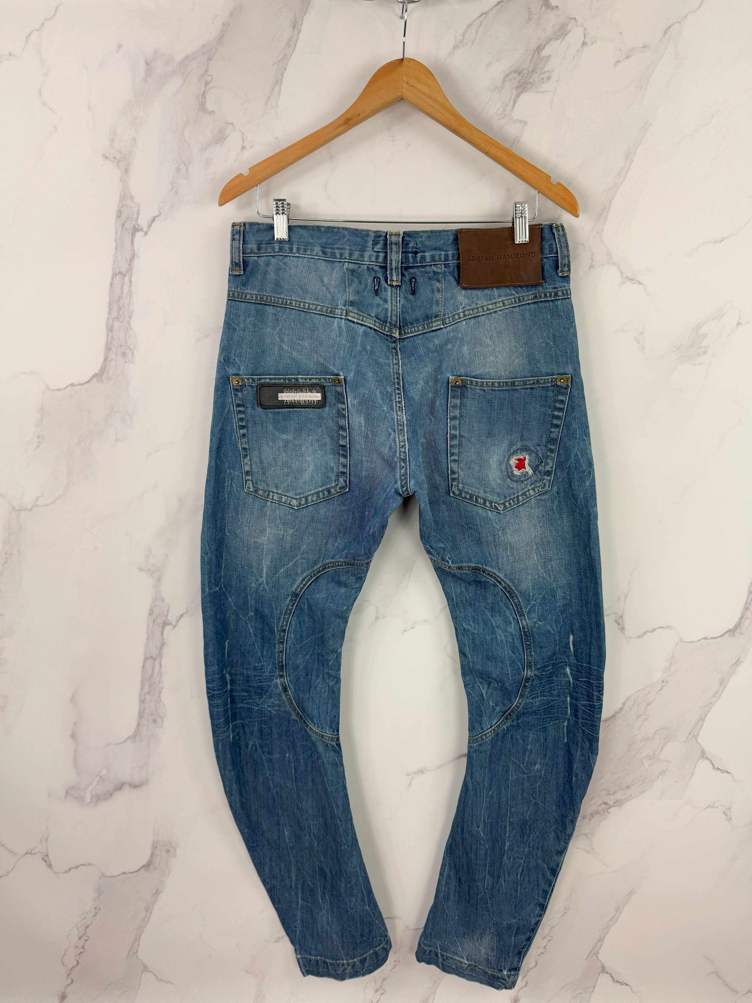 Japanese Brand Adrian Hammond Distressed Biker Jeans Patchwork Details Size US 32 / EU 48 - 4 Thumbnail