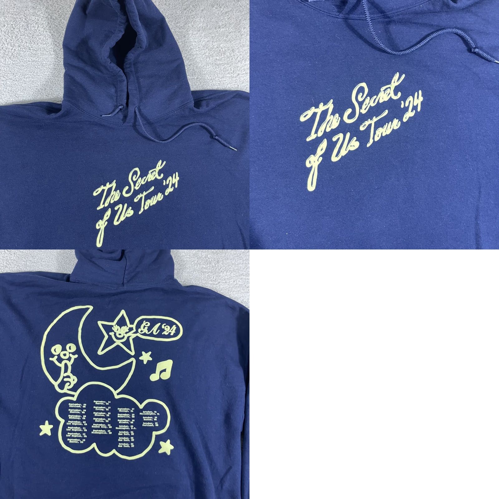 Vintage Gracie Abrams Hoodie Adults 3XL Navy Blue The Secret of Us Tour 2024 Pullover Pullover Graphic Print Mens Blue 3XL Size US XXL / EU 58 / 5 - 8 Thumbnail