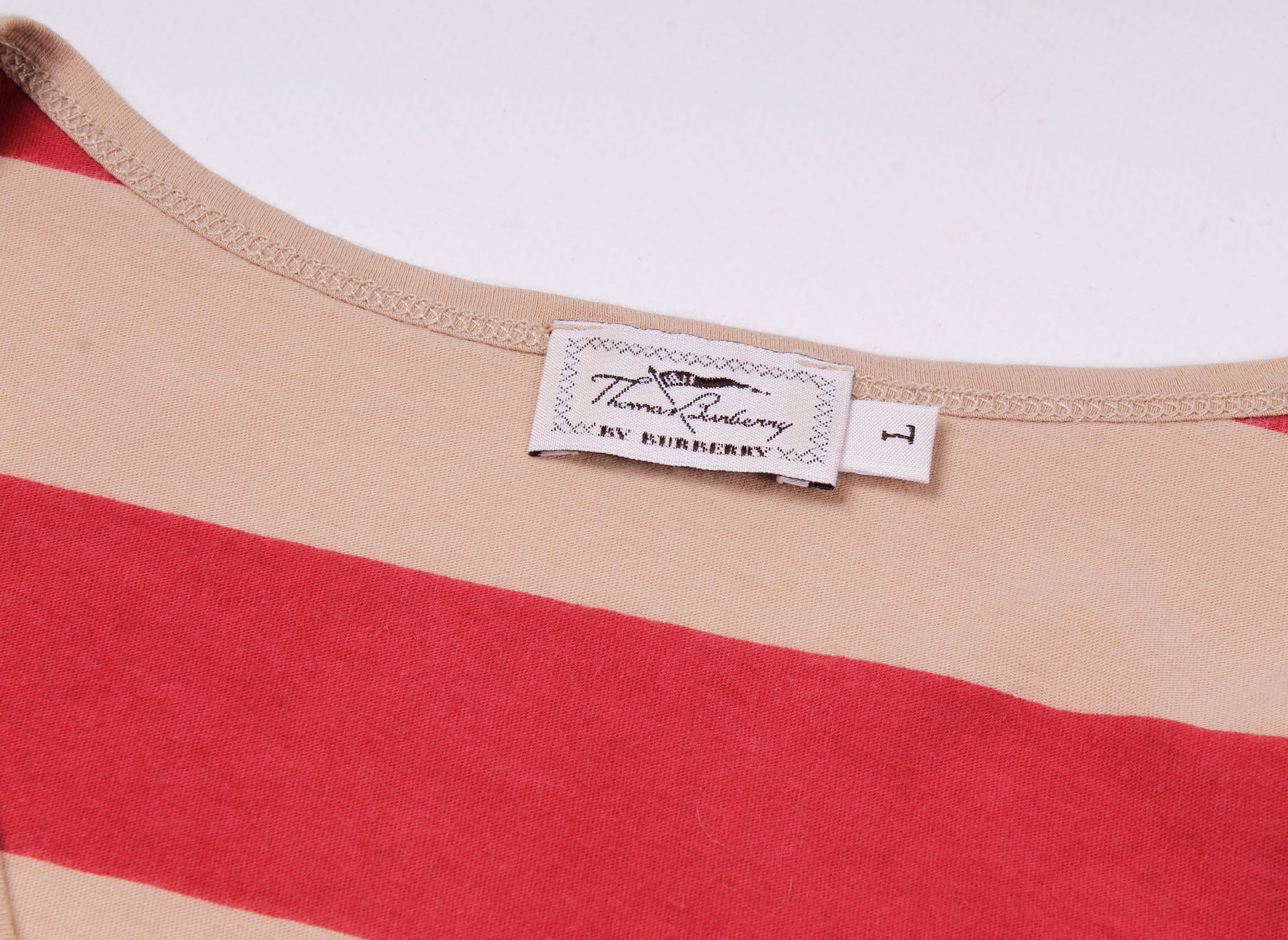 Burberry × Vintage Vintage Thomas Burberry Striped Short Sleeve Top Size L / US 10 / IT 46 - 8 Thumbnail